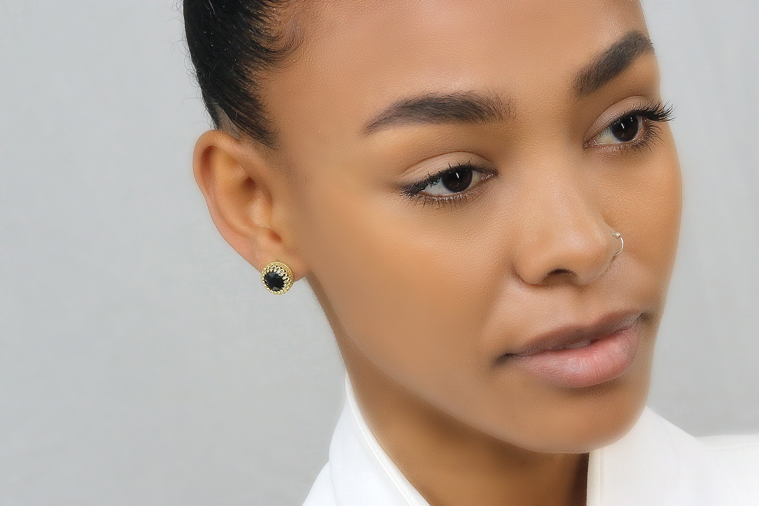 Dainty 14k Rose Gold Black Onyx Earrings Earrings Anemone Jewelry