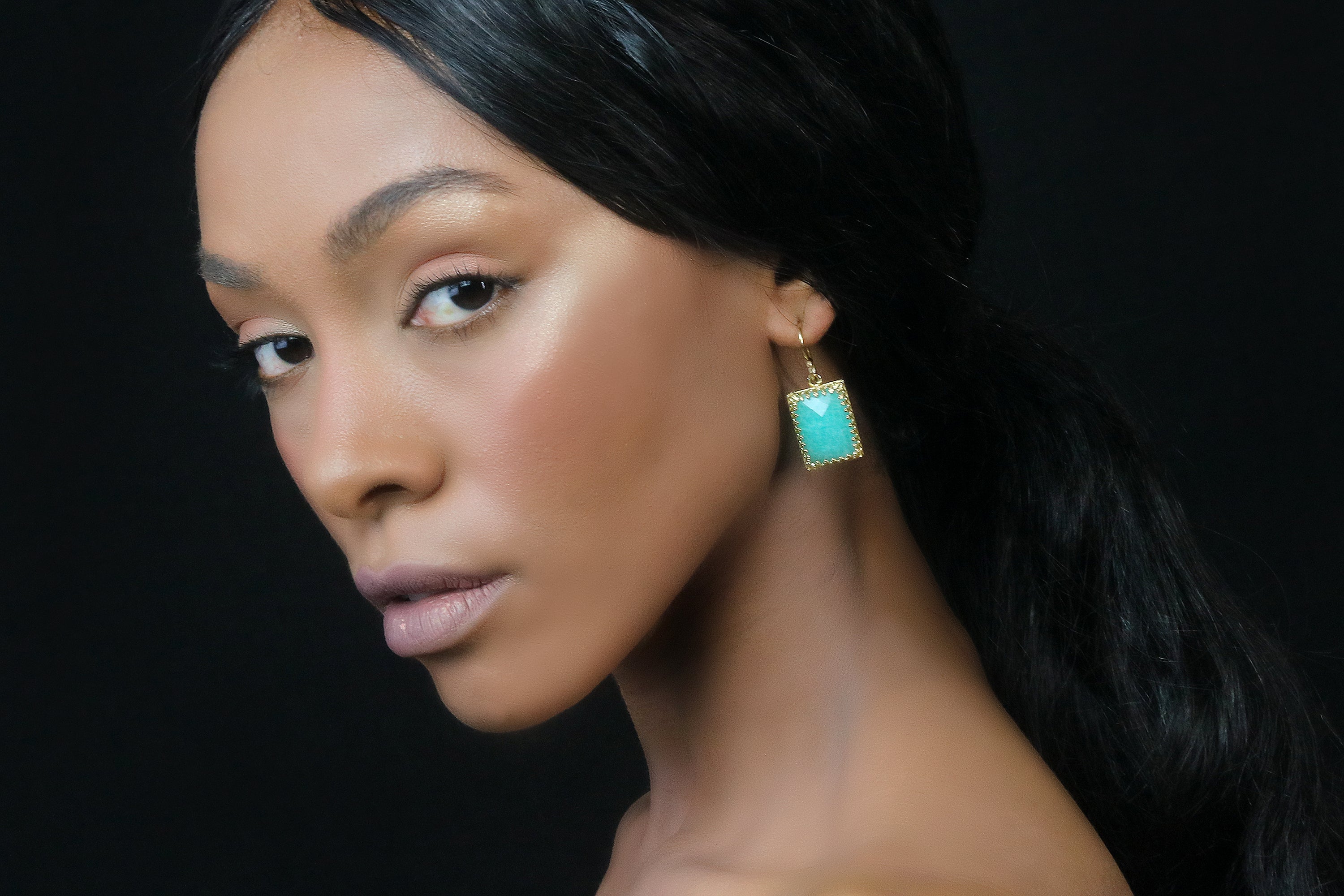 Intricate Statement Amazonite Gold Earrings Earrings Anemone Jewelry