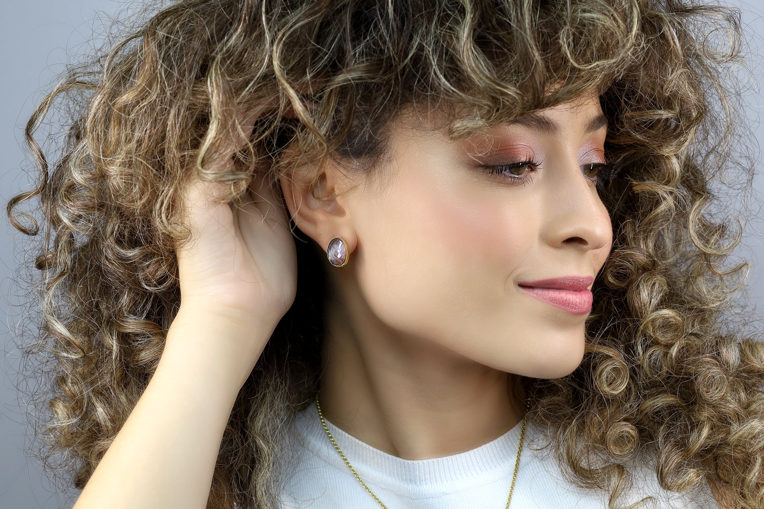 Gold Bezel Oval Cut Tanzanite Stud Earrings Earrings Anemone Limited