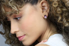 Bezel Set Oval Gemstone Amethyst Gold Earrings Earrings Anemone Limited
