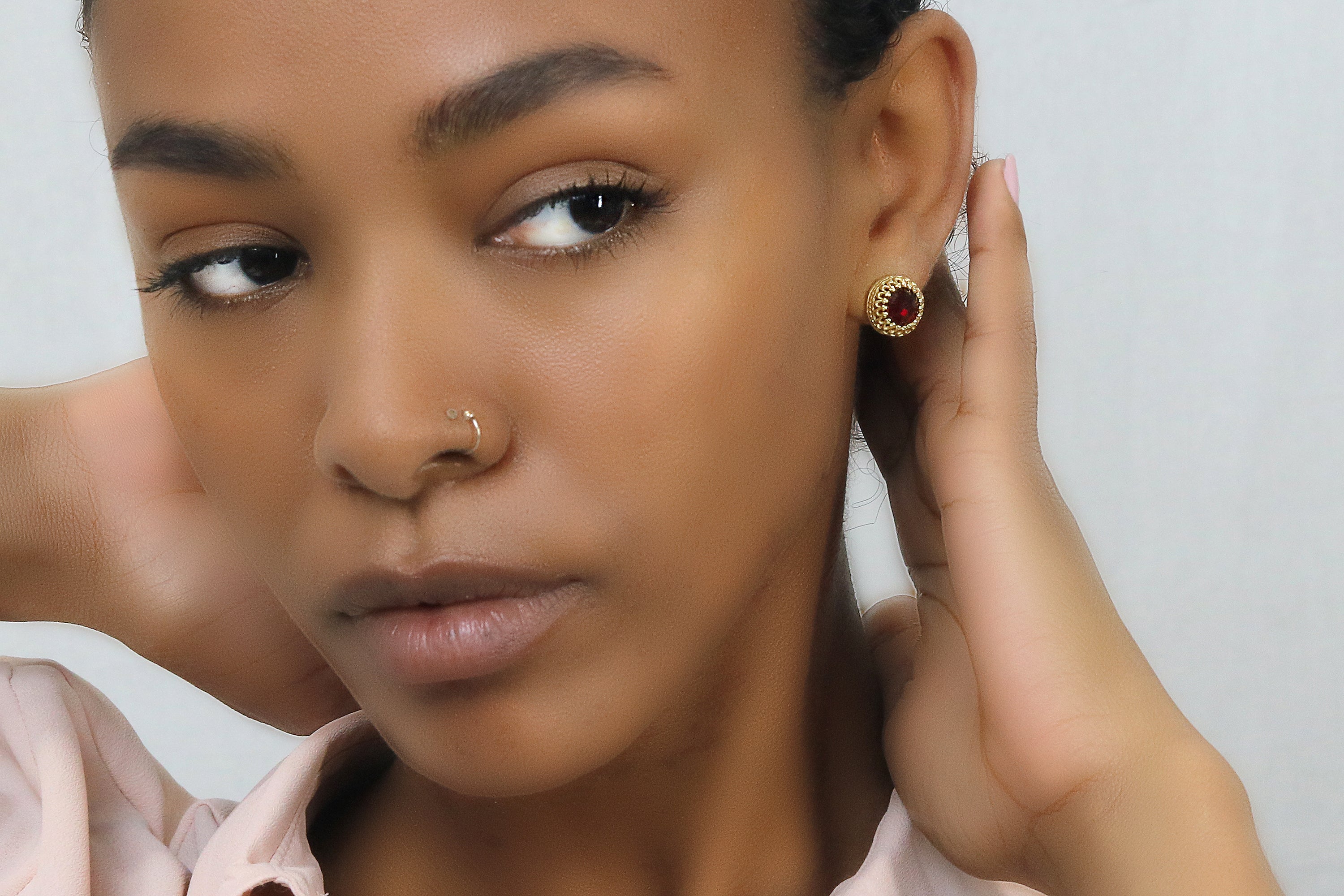 Round Garnet Gold Earrings Earrings Anemone Jewelry