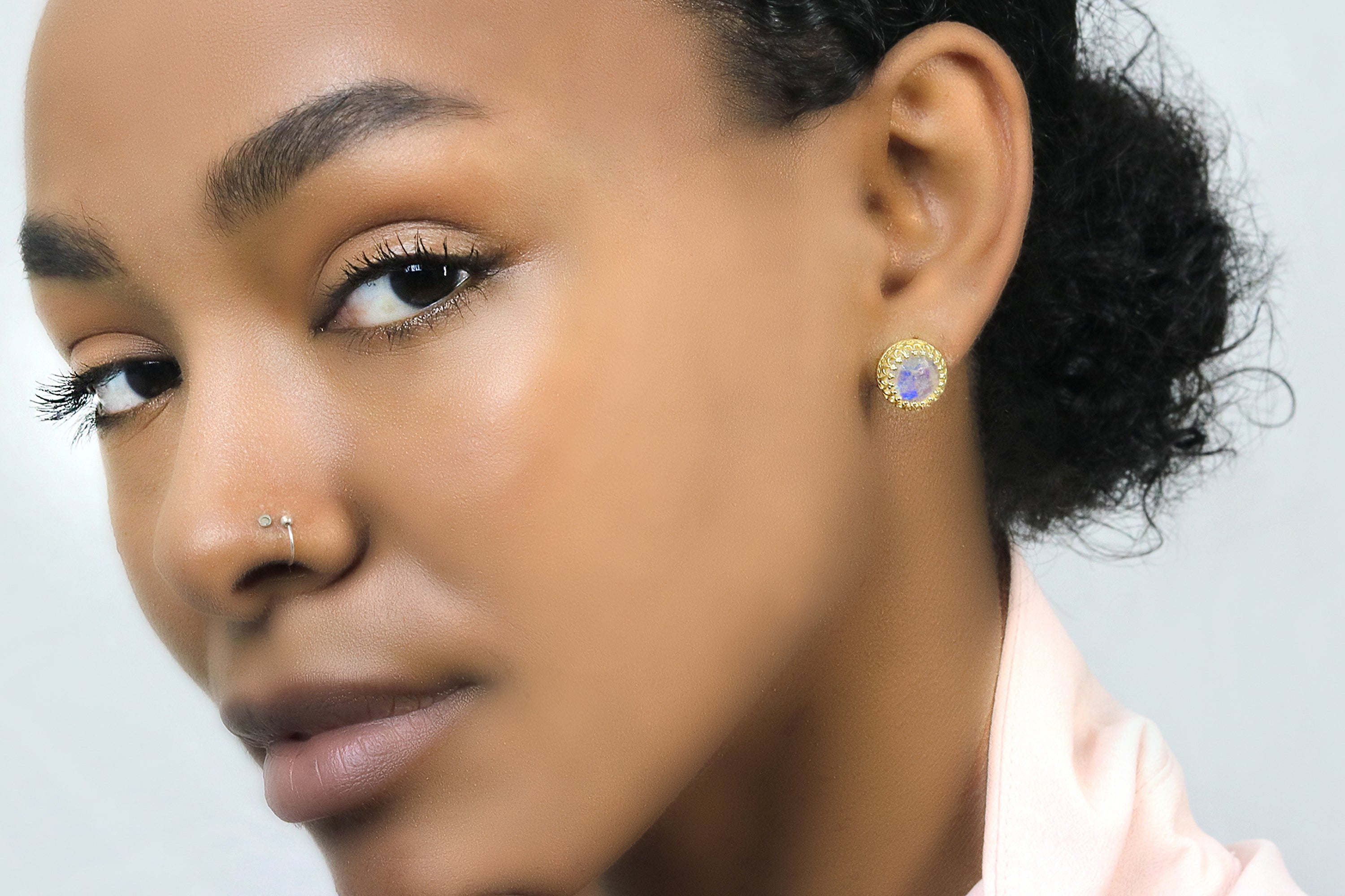 Iridescent Moonstone Earrings in 14k Gold Earrings Anemone Jewelry