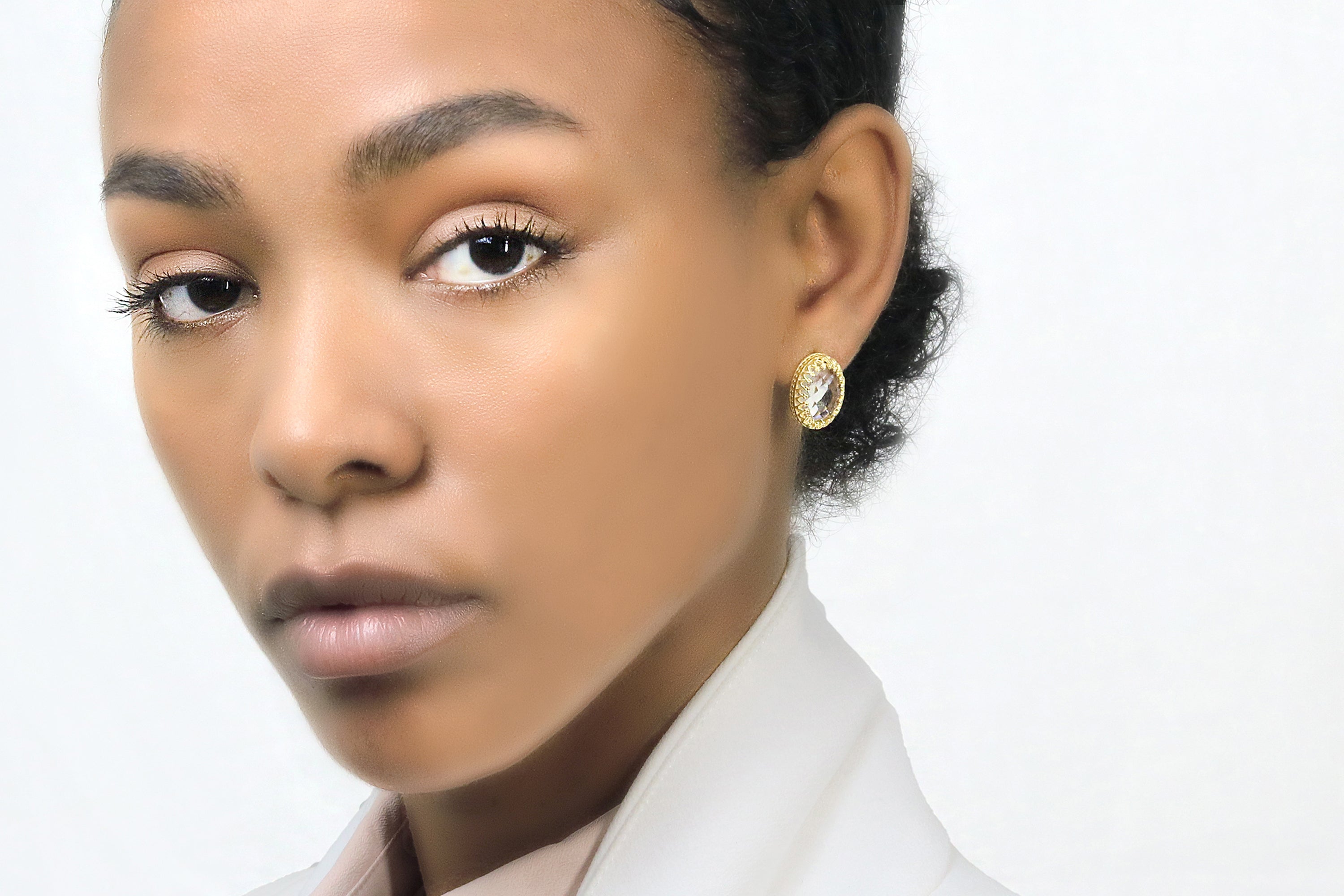 Crystal Quartz Earrings in Gold Earrings Anemone Jewelry