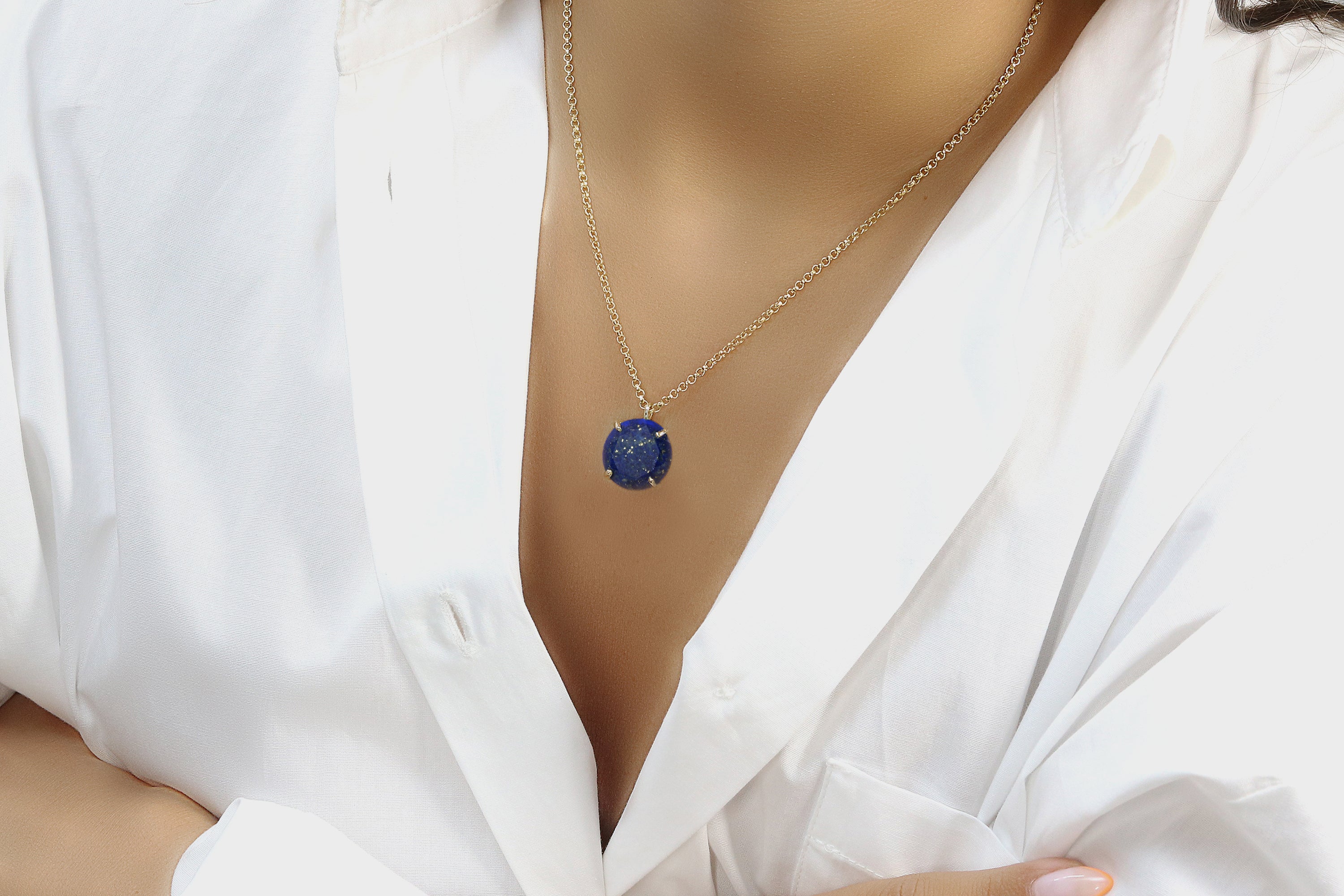 Solitaire Lapis Lazuli Pendant Necklace in Gold necklaces Anemone Jewelry