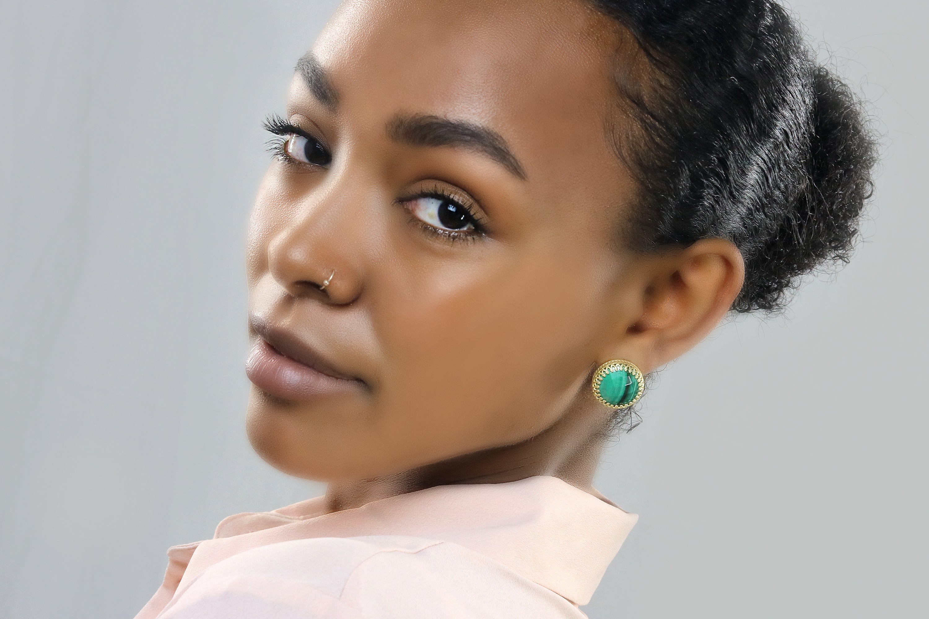 Round Statement Malachite Earrings Earrings Anemone Jewelry