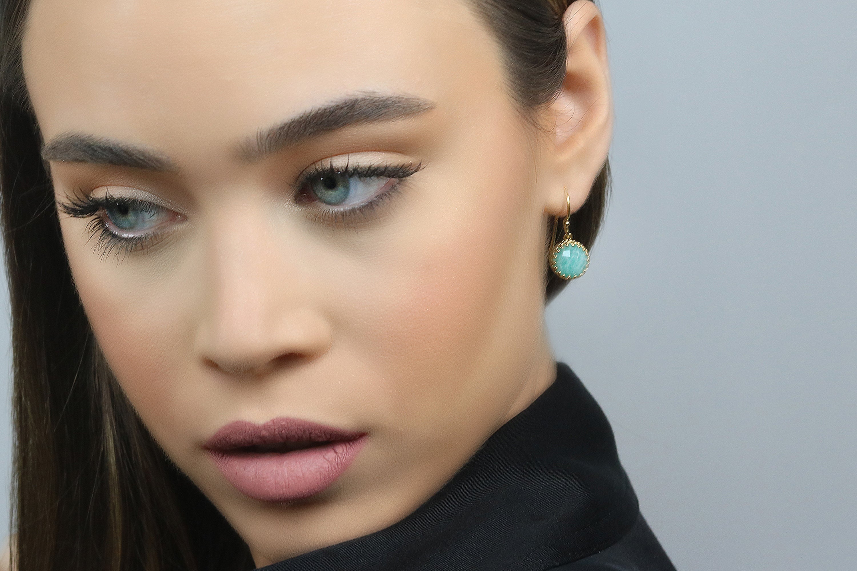 Dreamy Amazonite Gold Earrings Earrings Anemone Jewelry