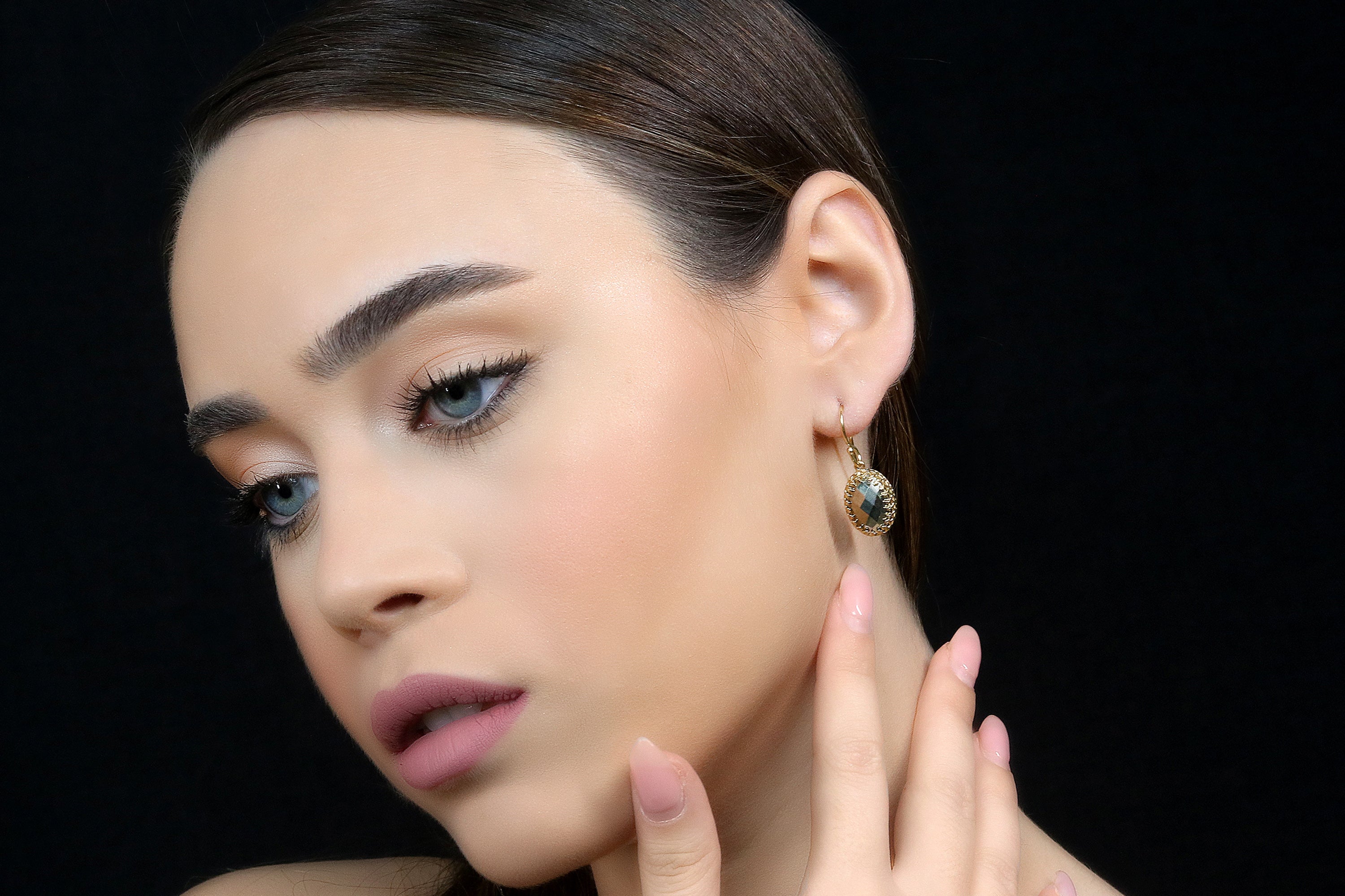 Dainty Pyrite Crystal Earrings in 14k Gold Earrings Anemone Jewelry