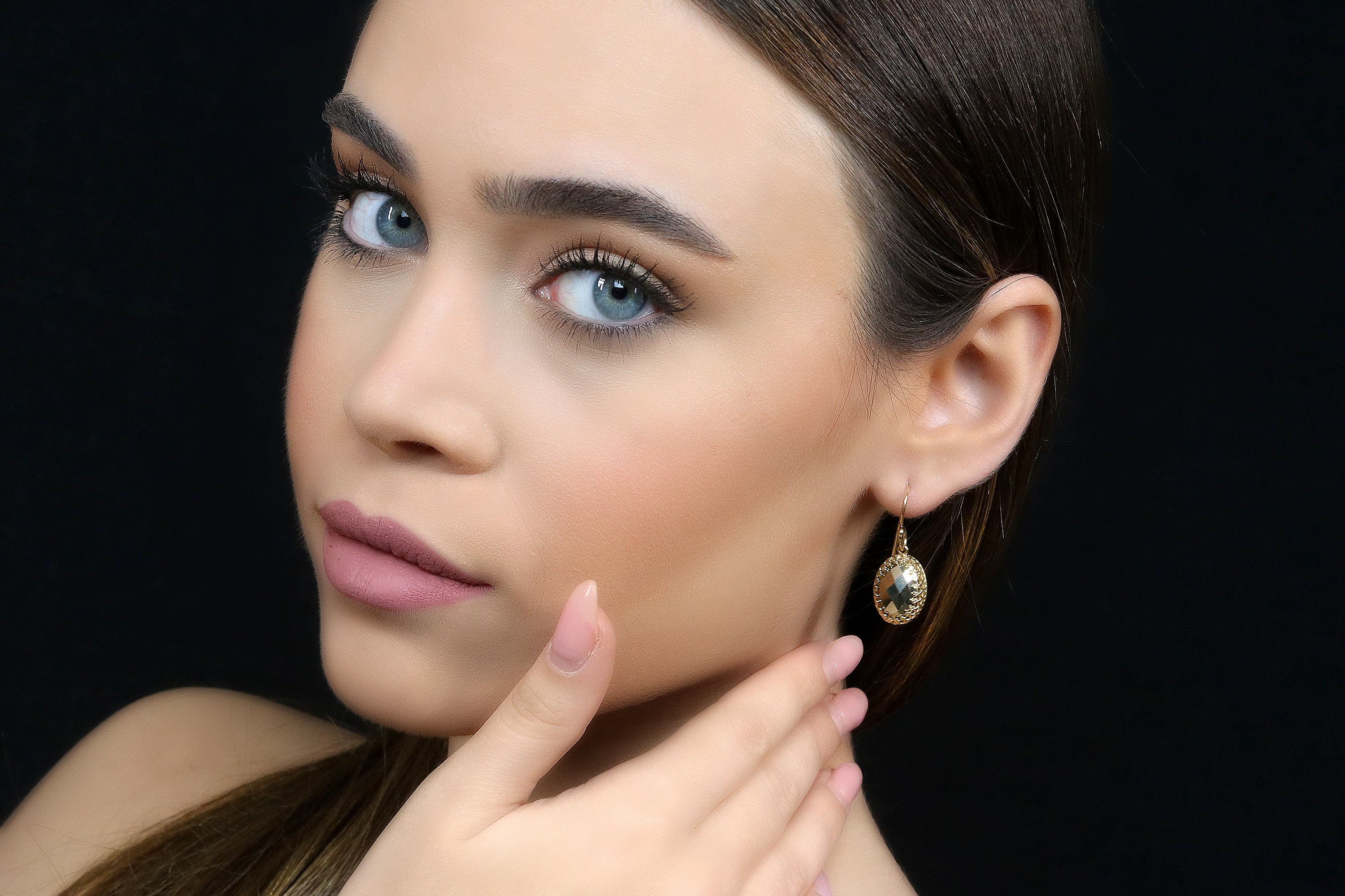 Dainty Pyrite Crystal Earrings in 14k Gold Earrings Anemone Jewelry