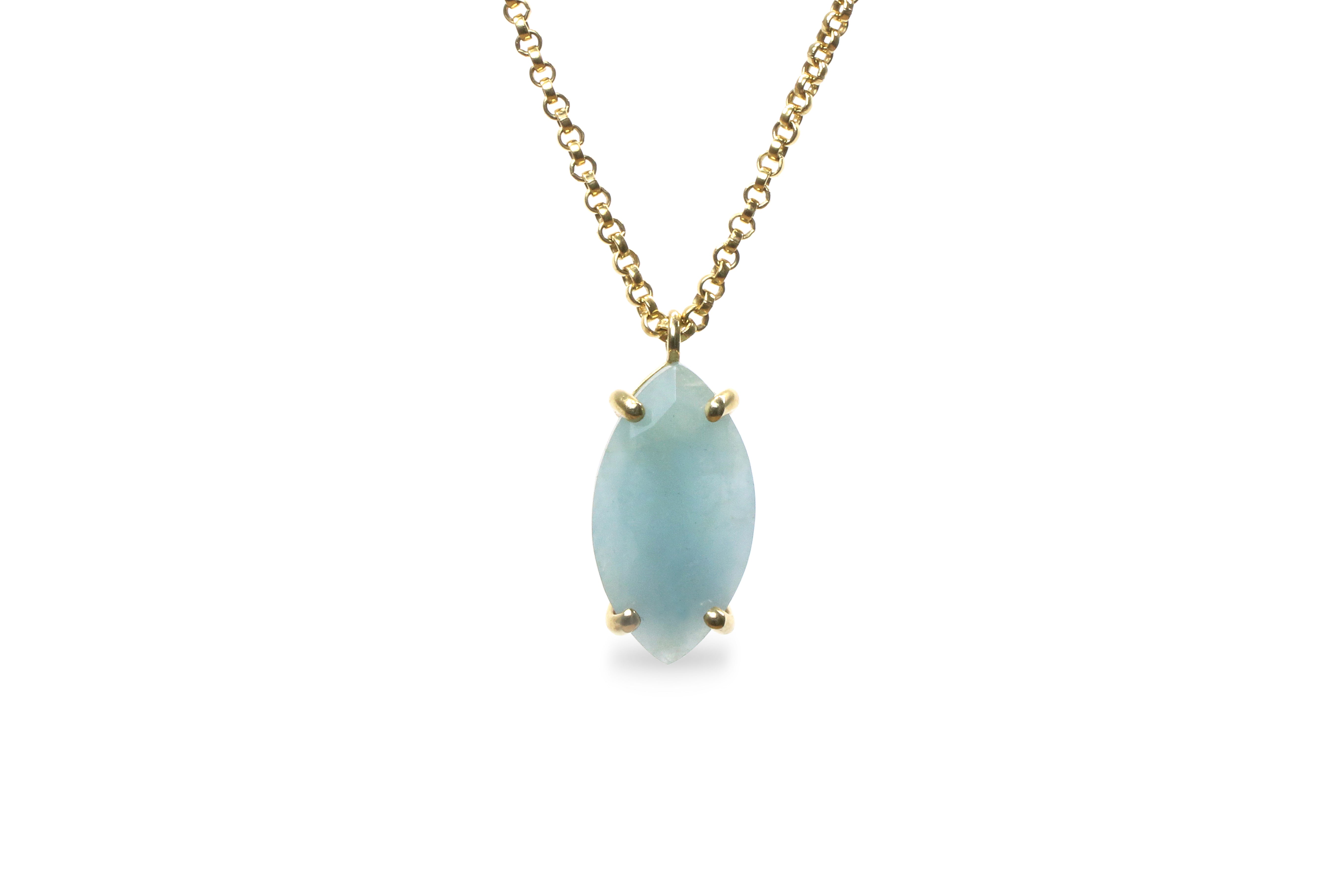 14k Gold Filled Aquamarine Pendant Necklace necklaces Anemone Jewelry