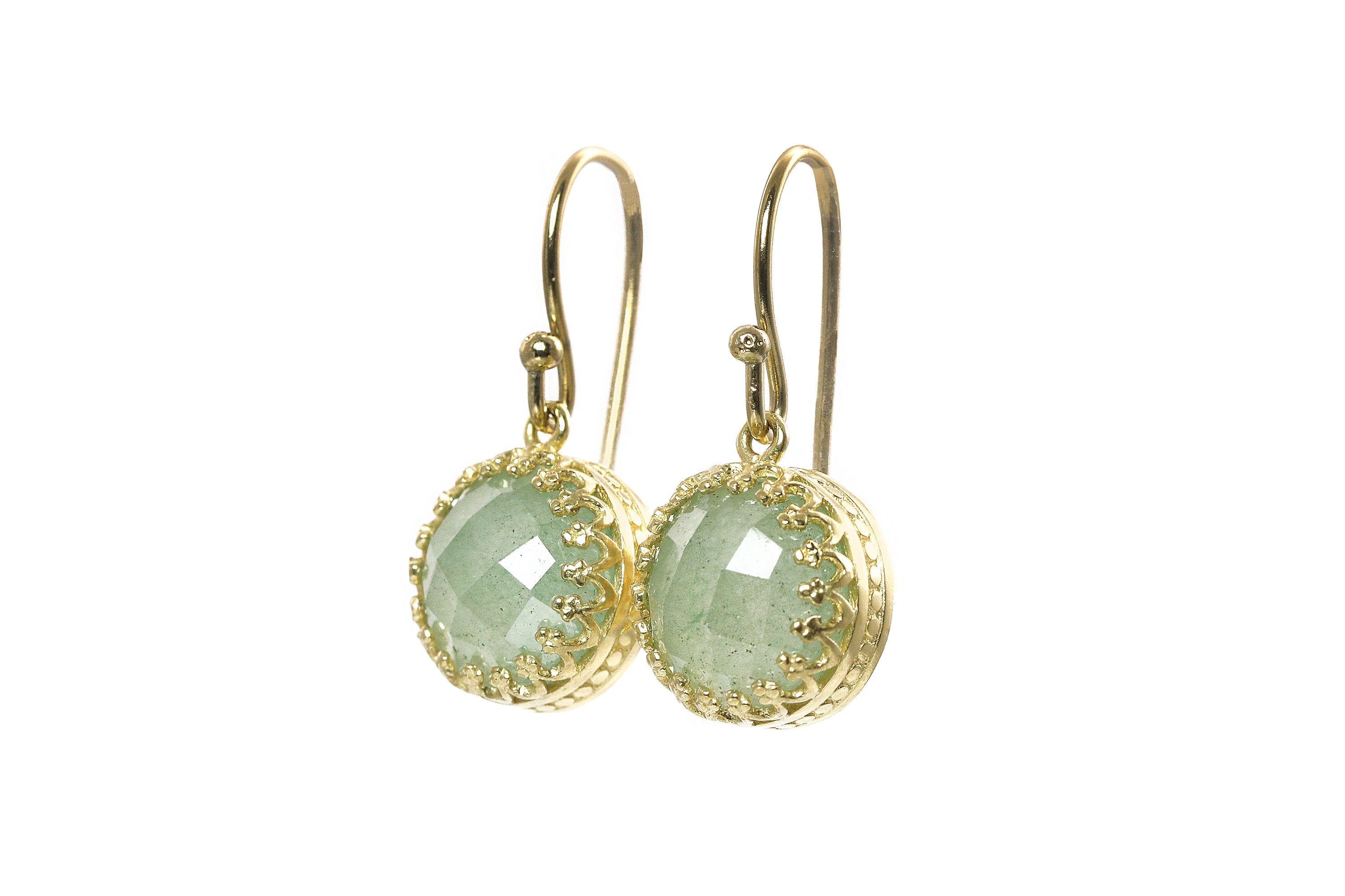 Green Aventurine Dainty Gold Earrings Earrings Anemone Jewelry