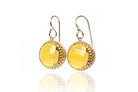 Round Citrine Gold Dangle Earrings Earrings Anemone Jewelry