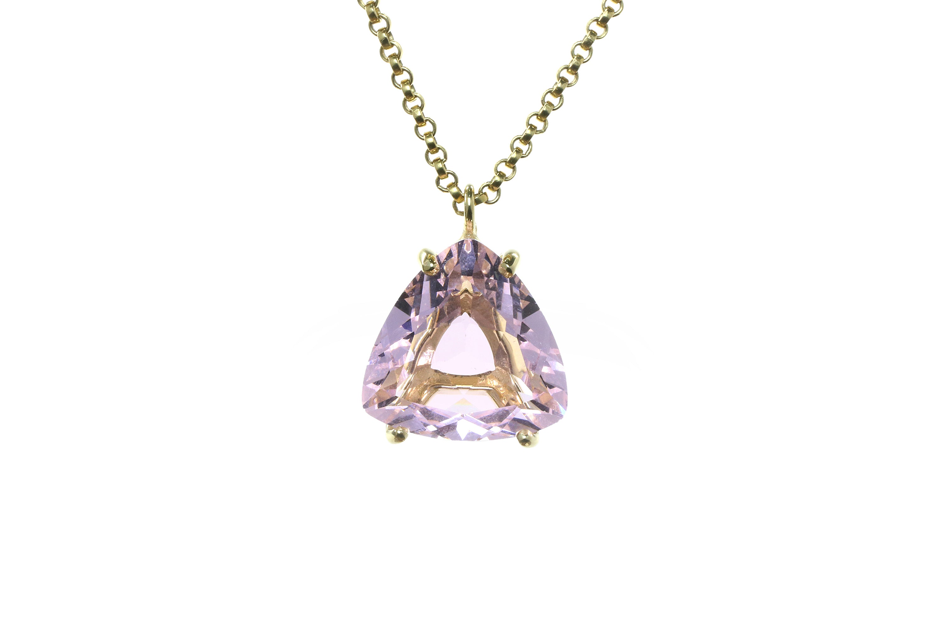 Trilliant Rose Quartz Necklace in Rose Gold necklaces Anemone Jewelry