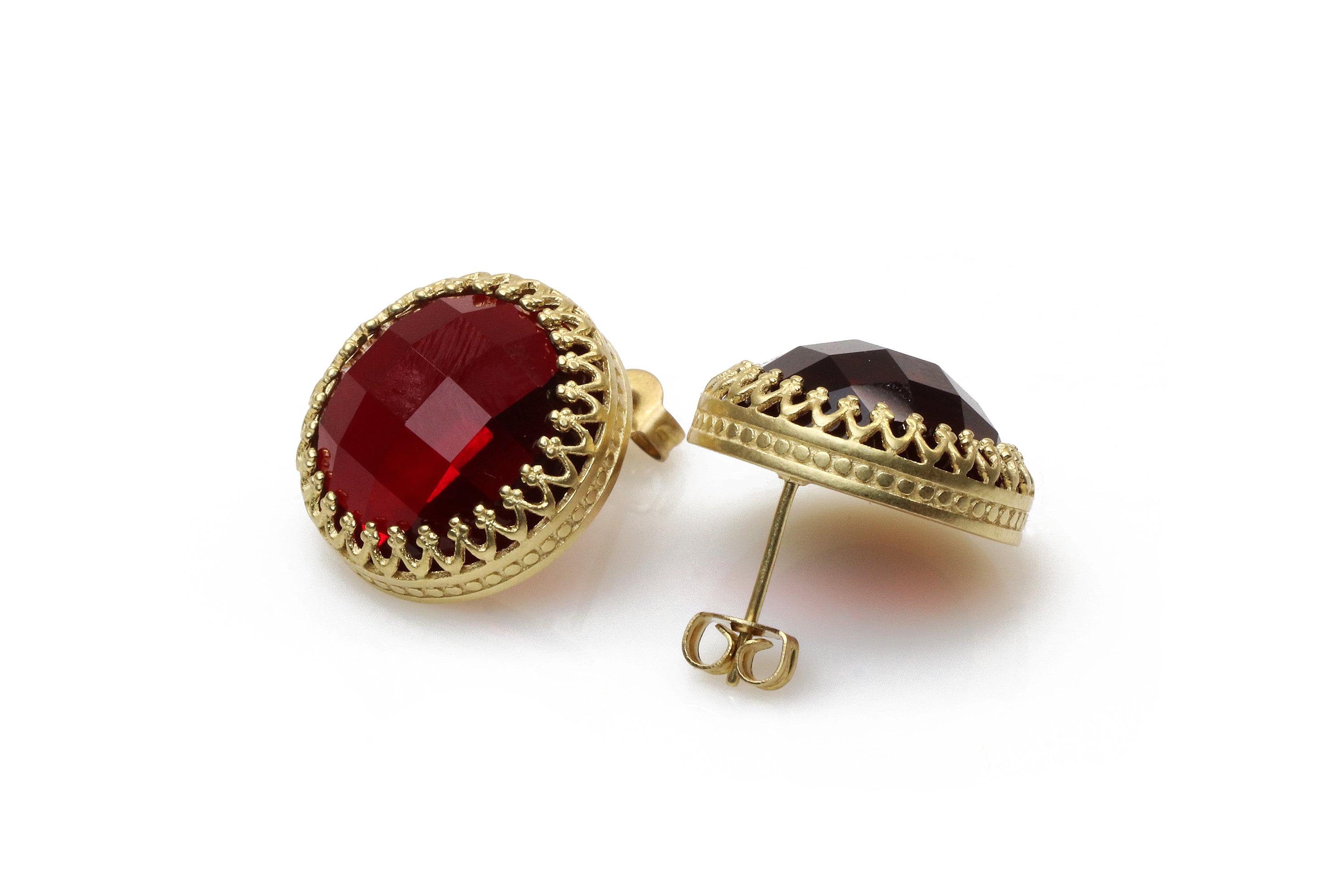 Bold Red Garnet Sterling Silver Earrings Earrings Anemone Jewelry