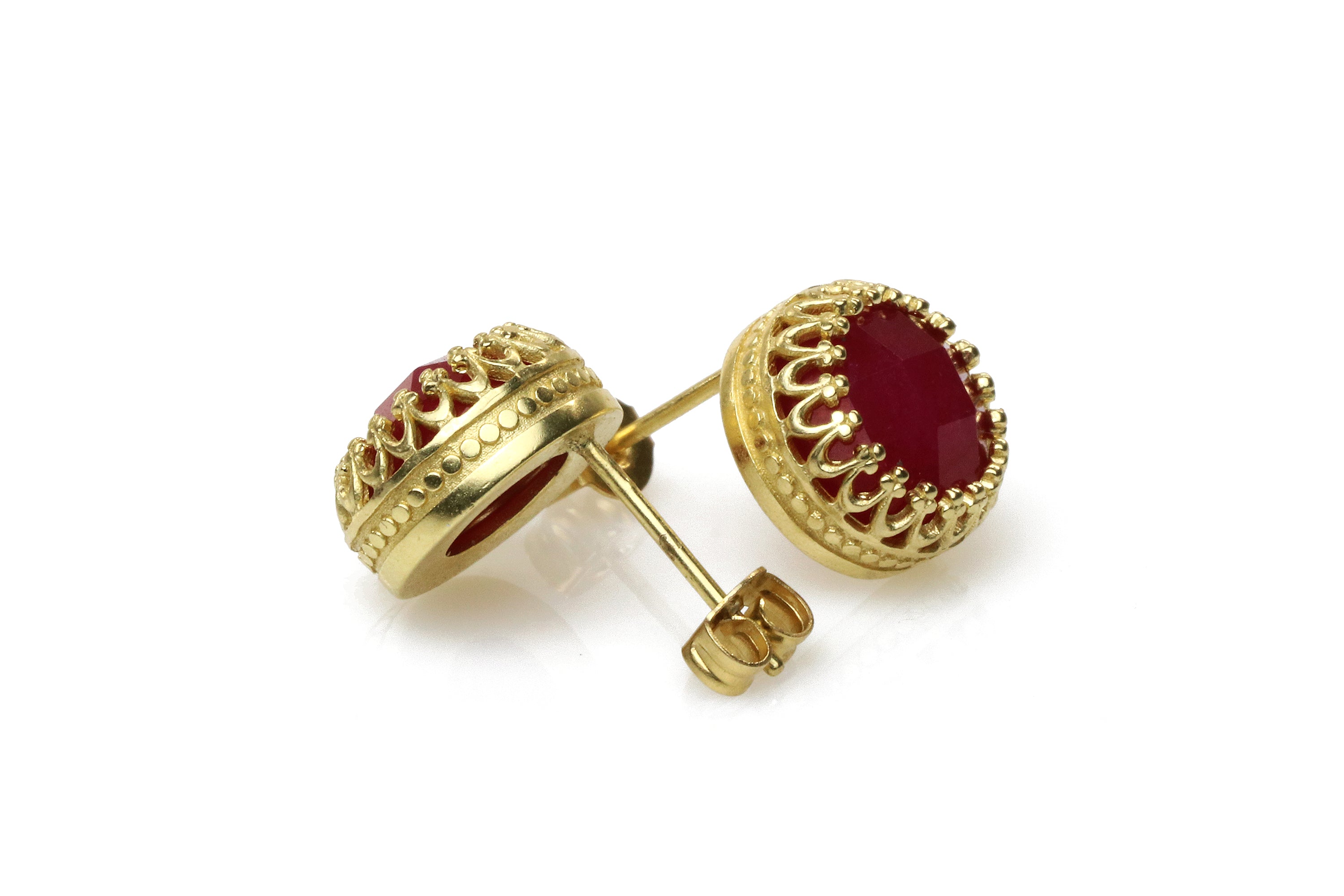 14k Gold Red Jade Earrings Earrings Anemone Jewelry