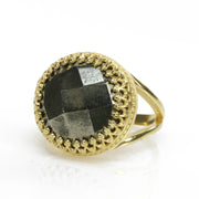Stunning Gray Pyrite 14K Gold Ring