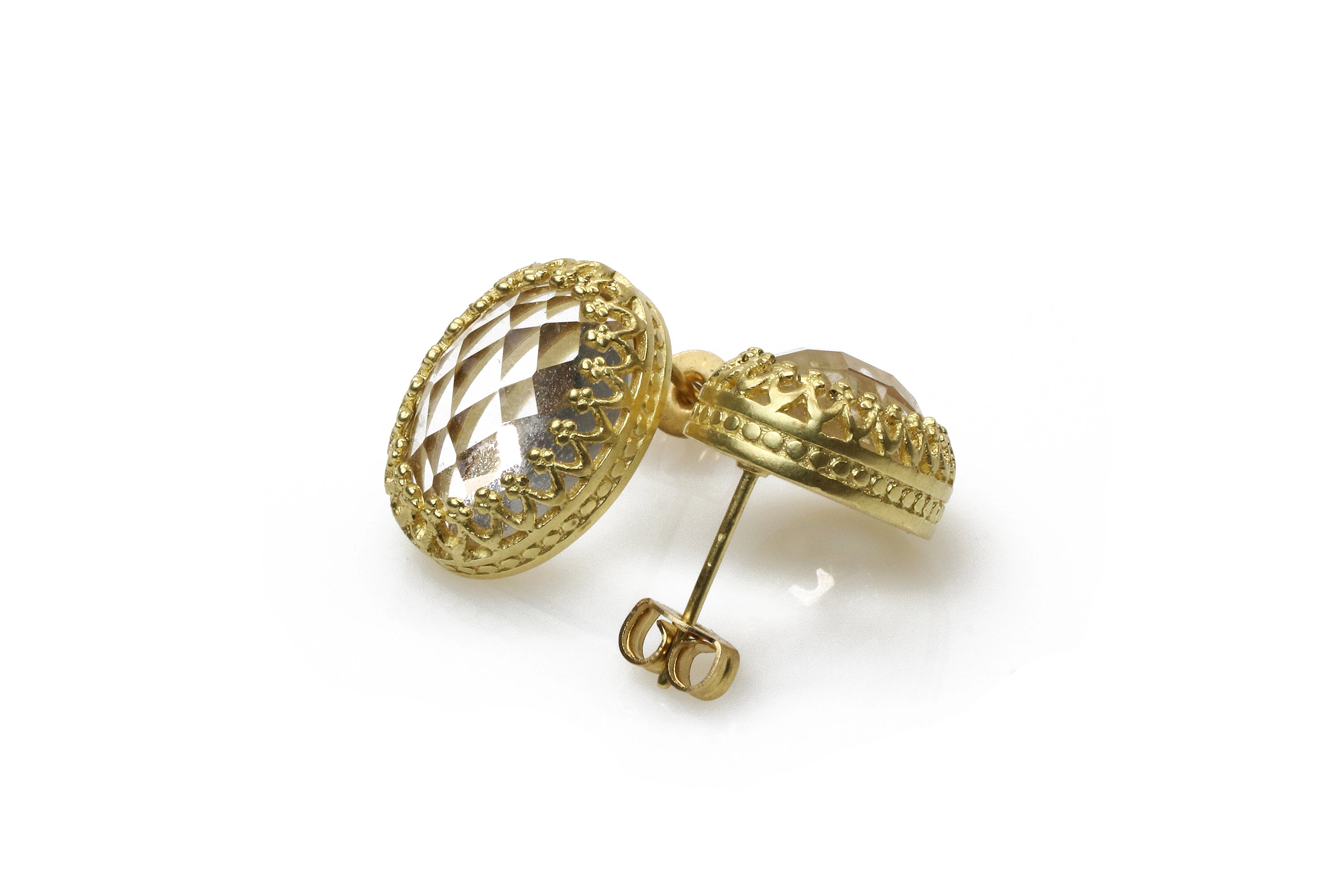 Crystal Quartz Earrings in Gold Earrings Anemone Jewelry