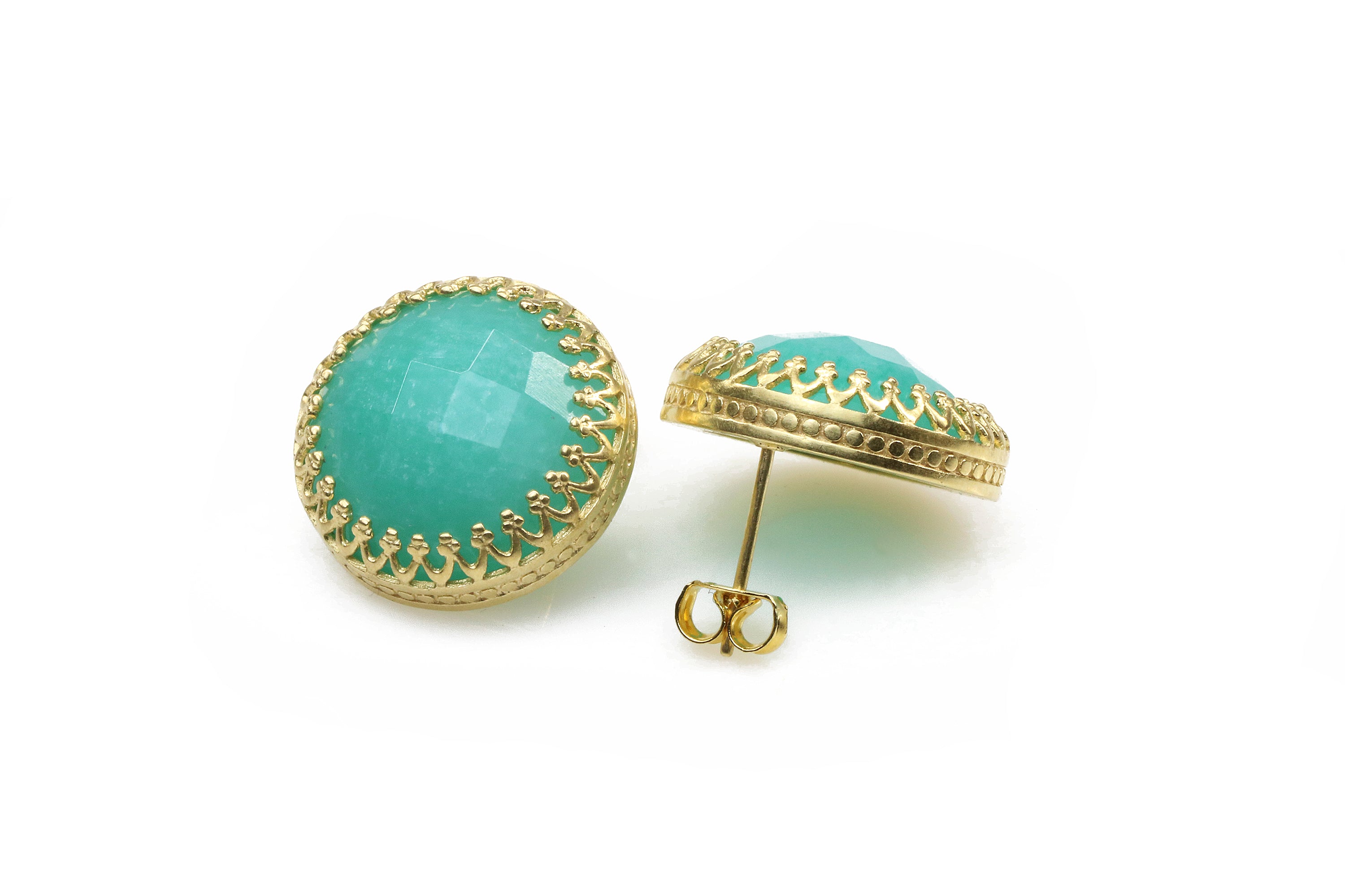 Stud Amazonite Earrings in 14k Gold Earrings Anemone Jewelry