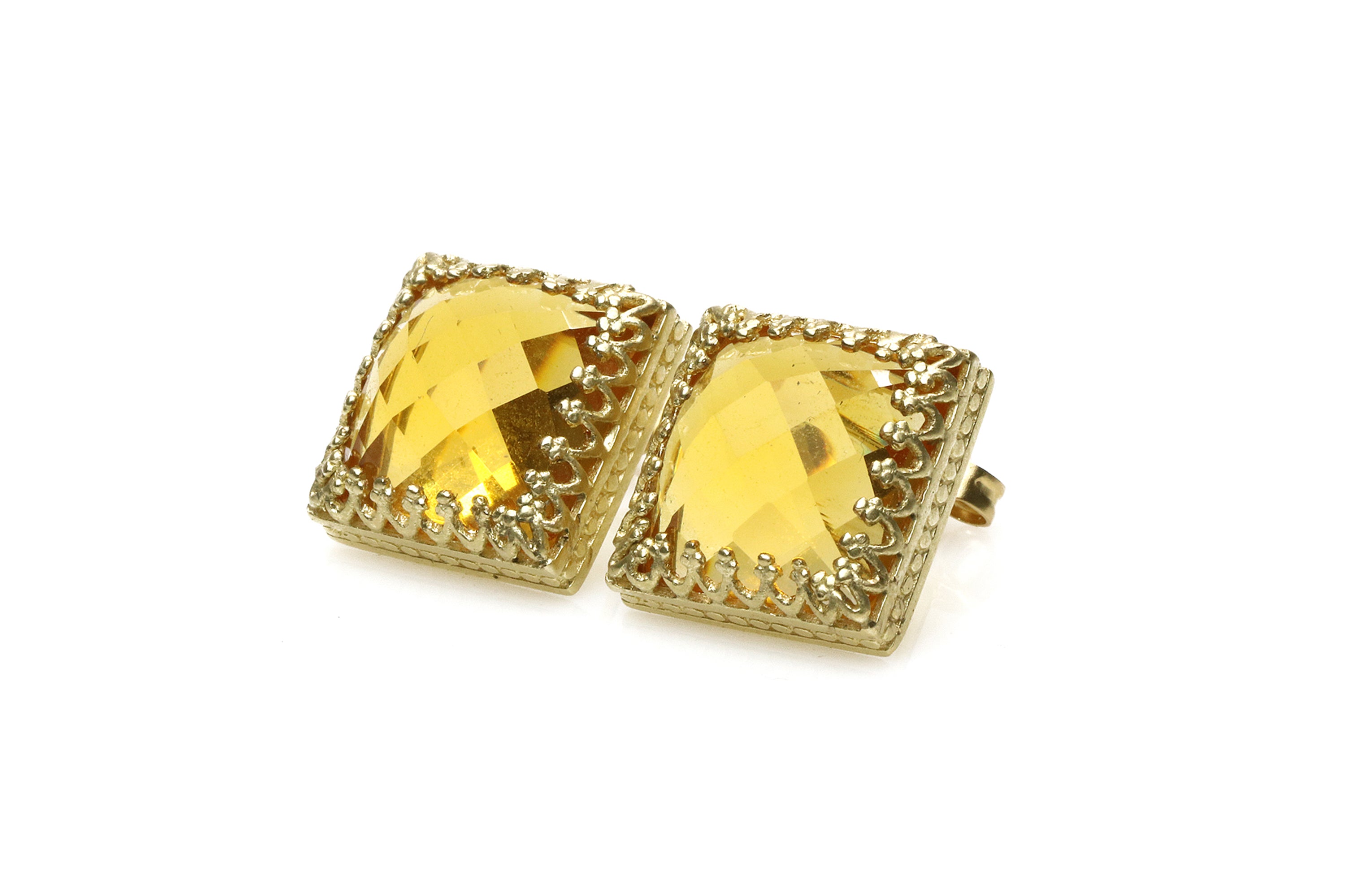 Square Citrine Gold Earrings Earrings Anemone Jewelry