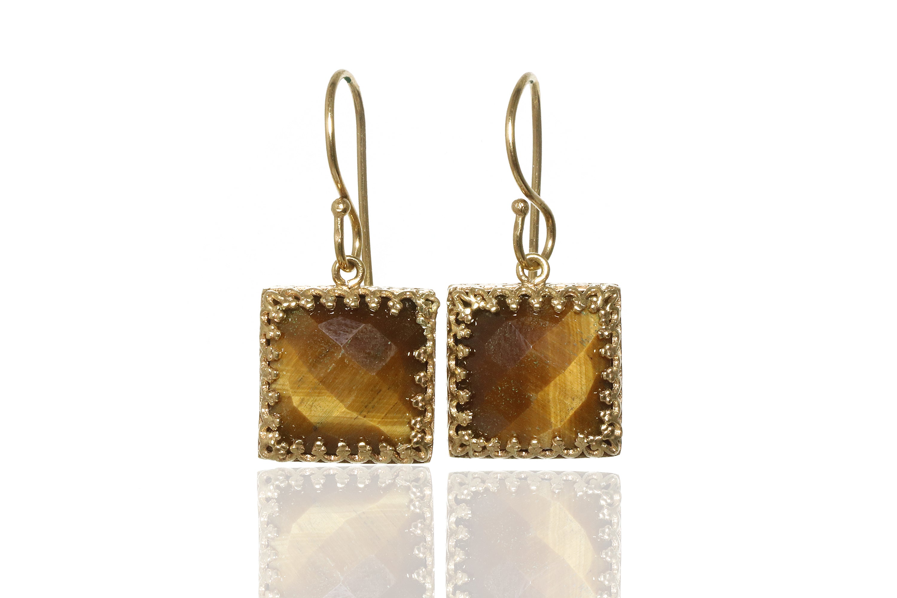 Awesome Tiger Eye Gold Earrings Earrings Anemone Jewelry