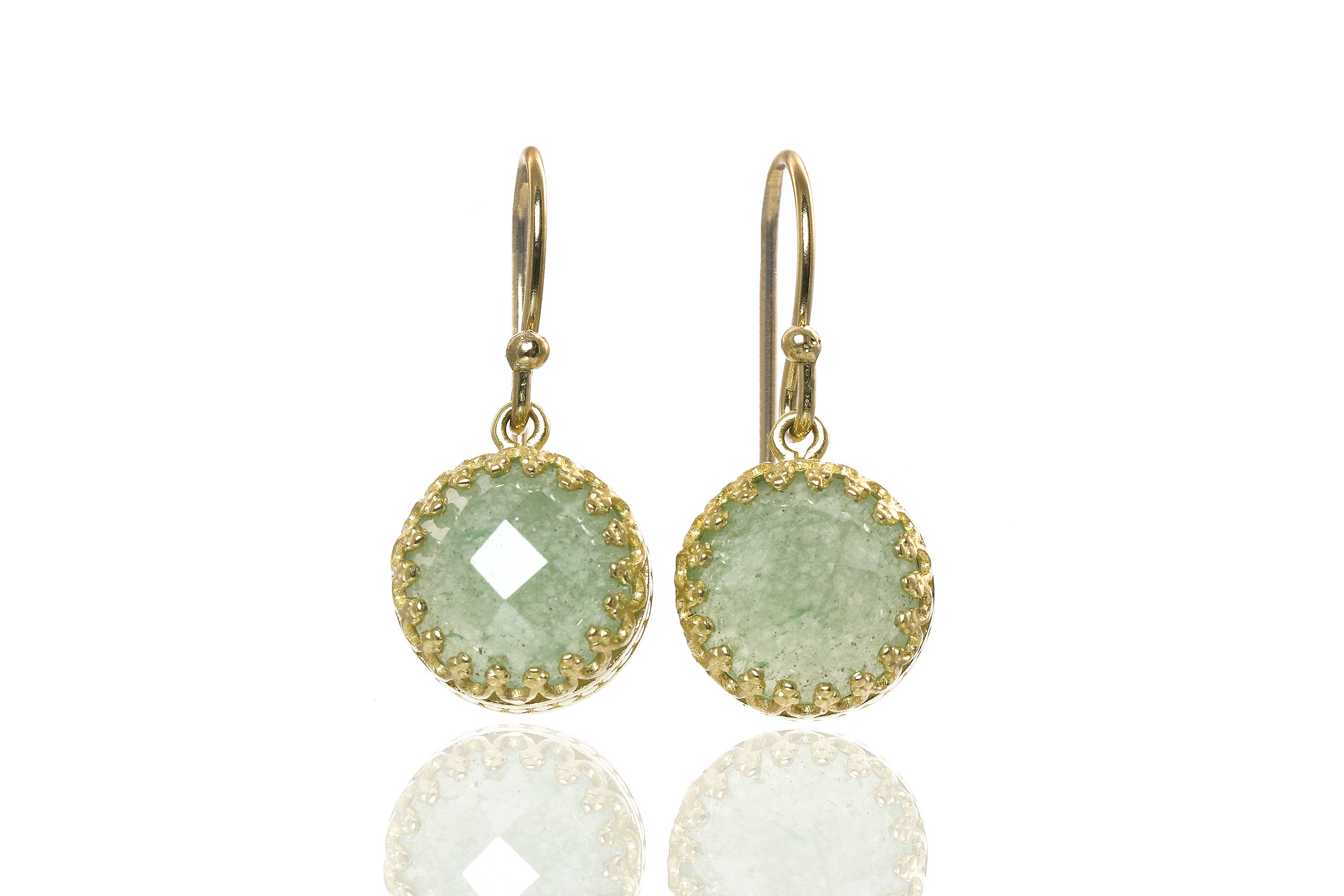 Green Aventurine Dainty Gold Earrings Earrings Anemone Jewelry