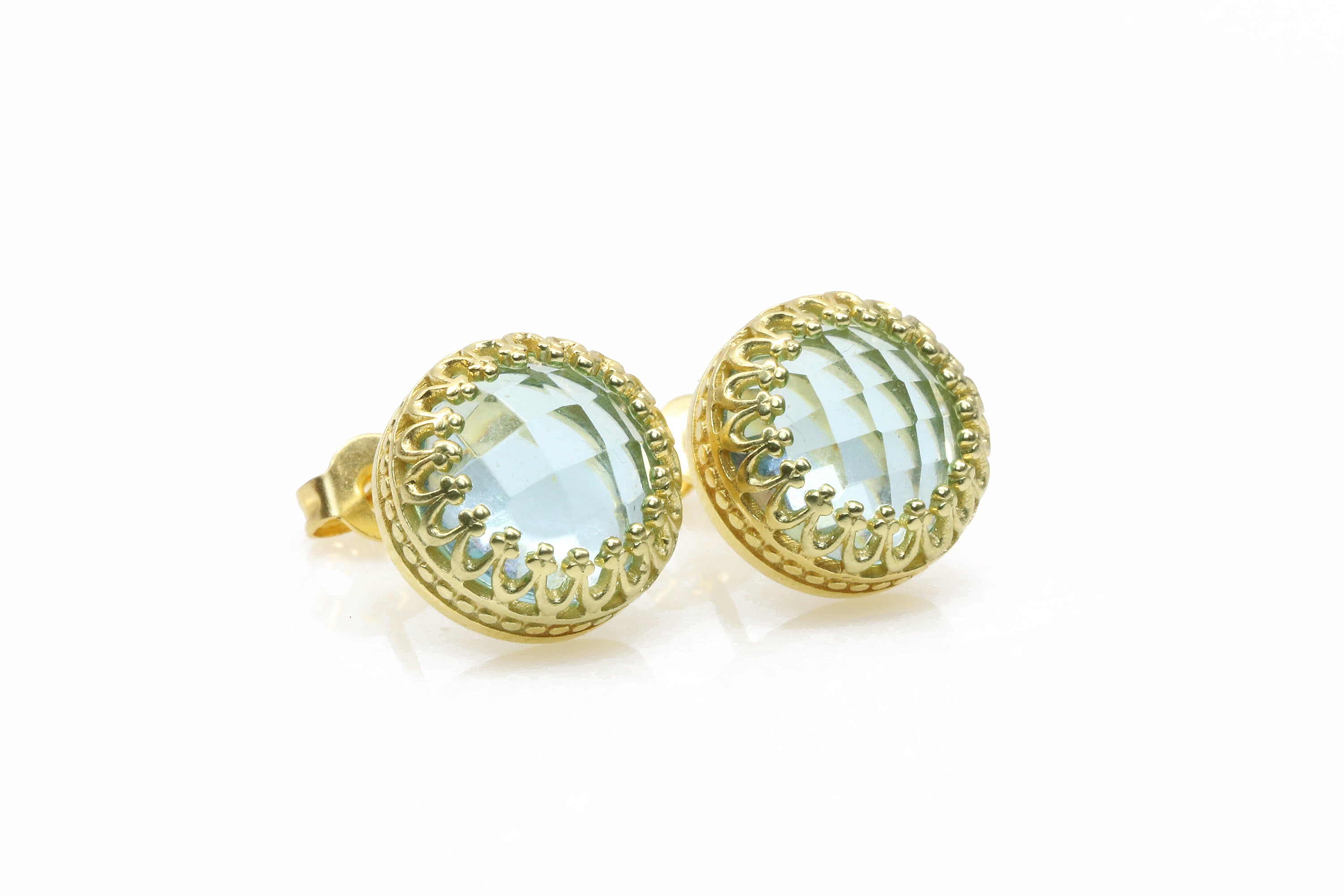 Blue Topaz Rose Gold Earrings for Women Earrings Anemone Jewelry