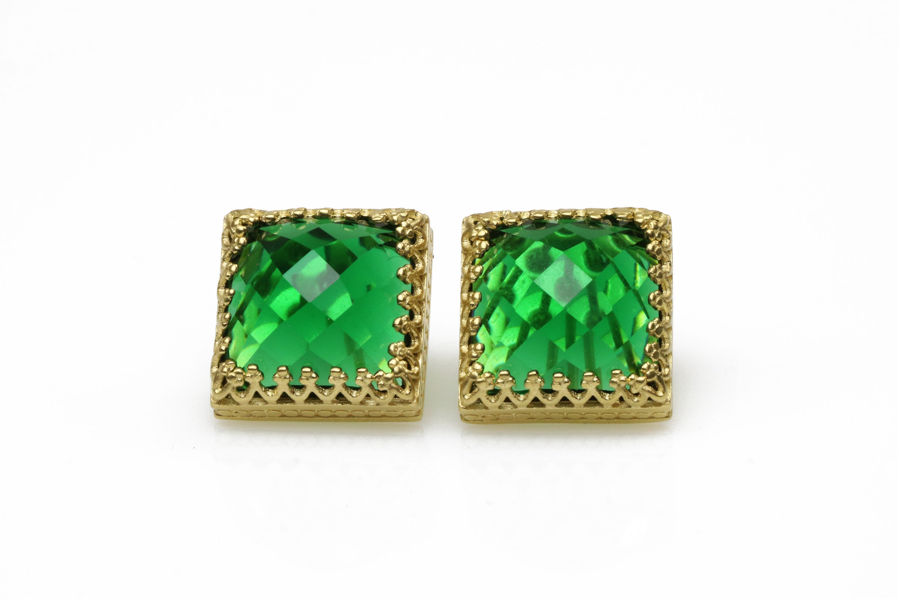 Gold Filled Emerald Earrings for Women Earrings Anemone Jewelry