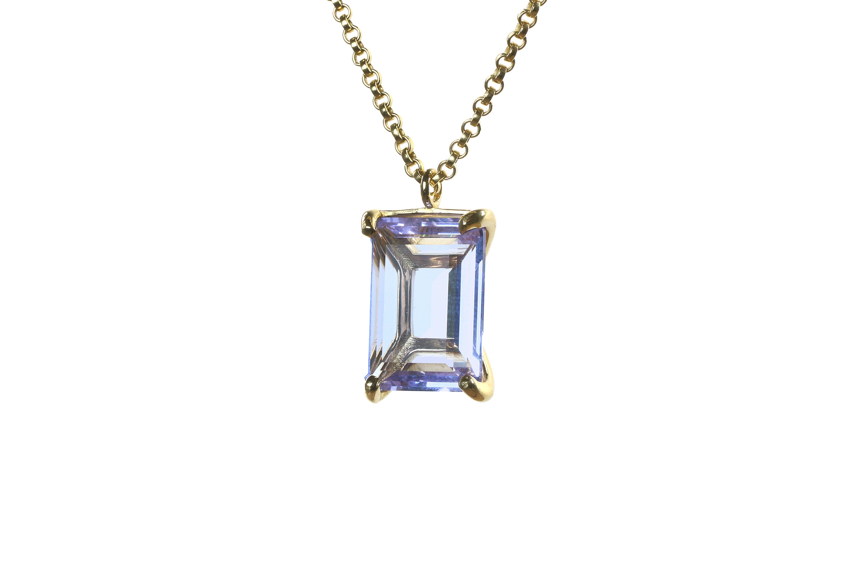 Stunning Rectangular Tanzanite Gold Necklace necklaces Anemone Jewelry