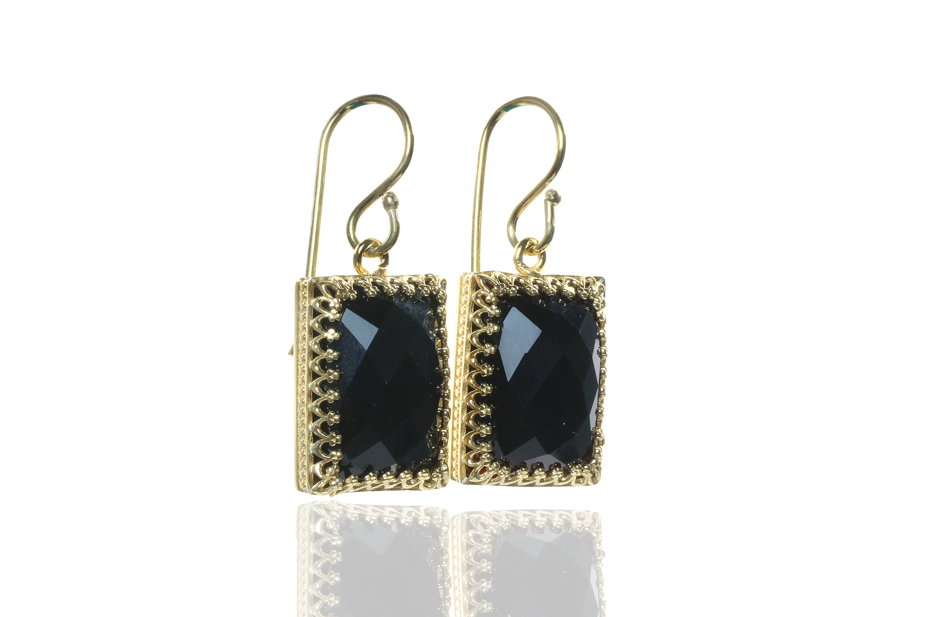 Bold Black Onyx Gold Filled Earrings Earrings Anemone Jewelry