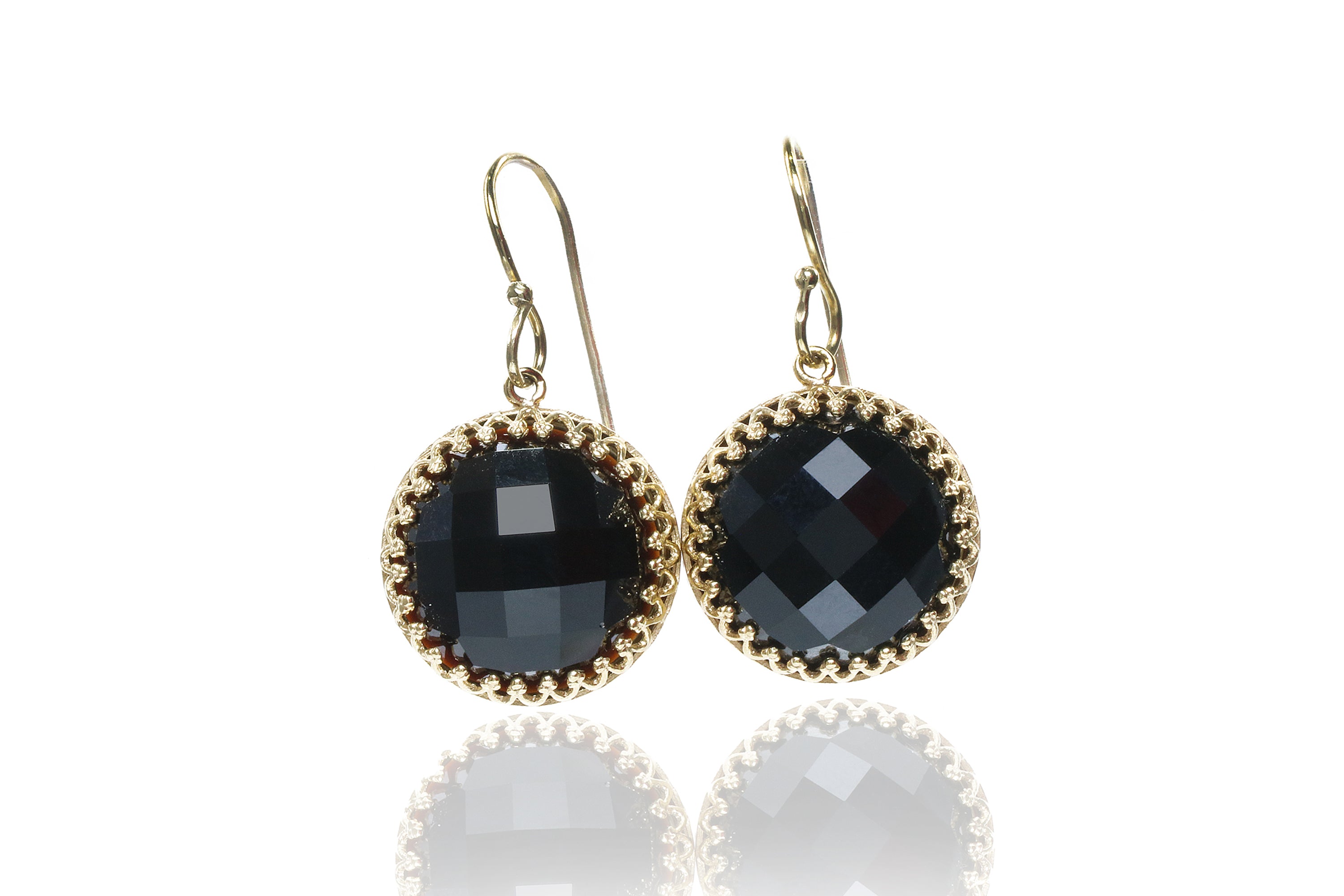 Stylish Black Onyx Gold Earrings Earrings Anemone Jewelry