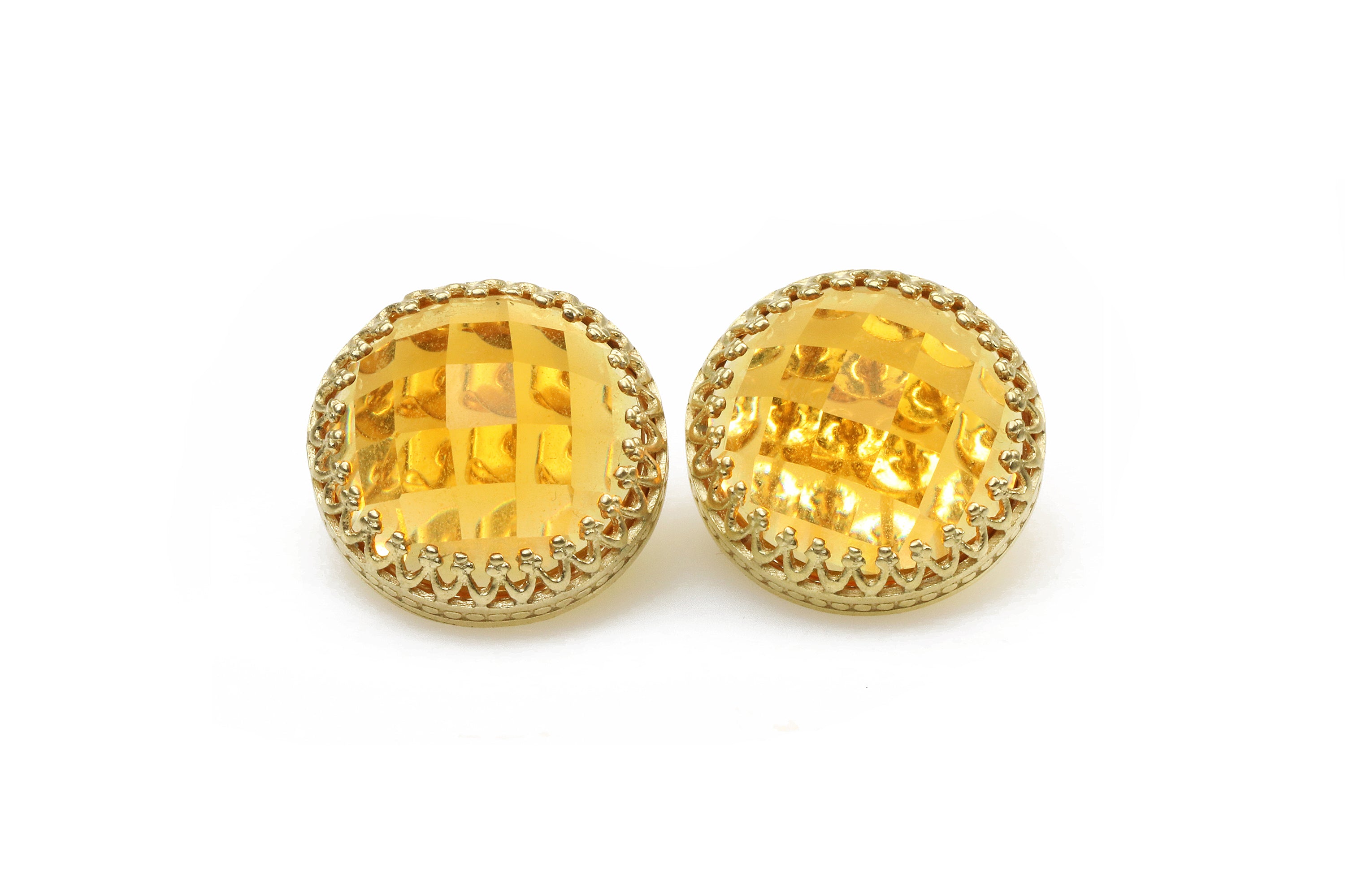 Faceted Citrine Gold Stud Earrings Earrings Anemone Jewelry