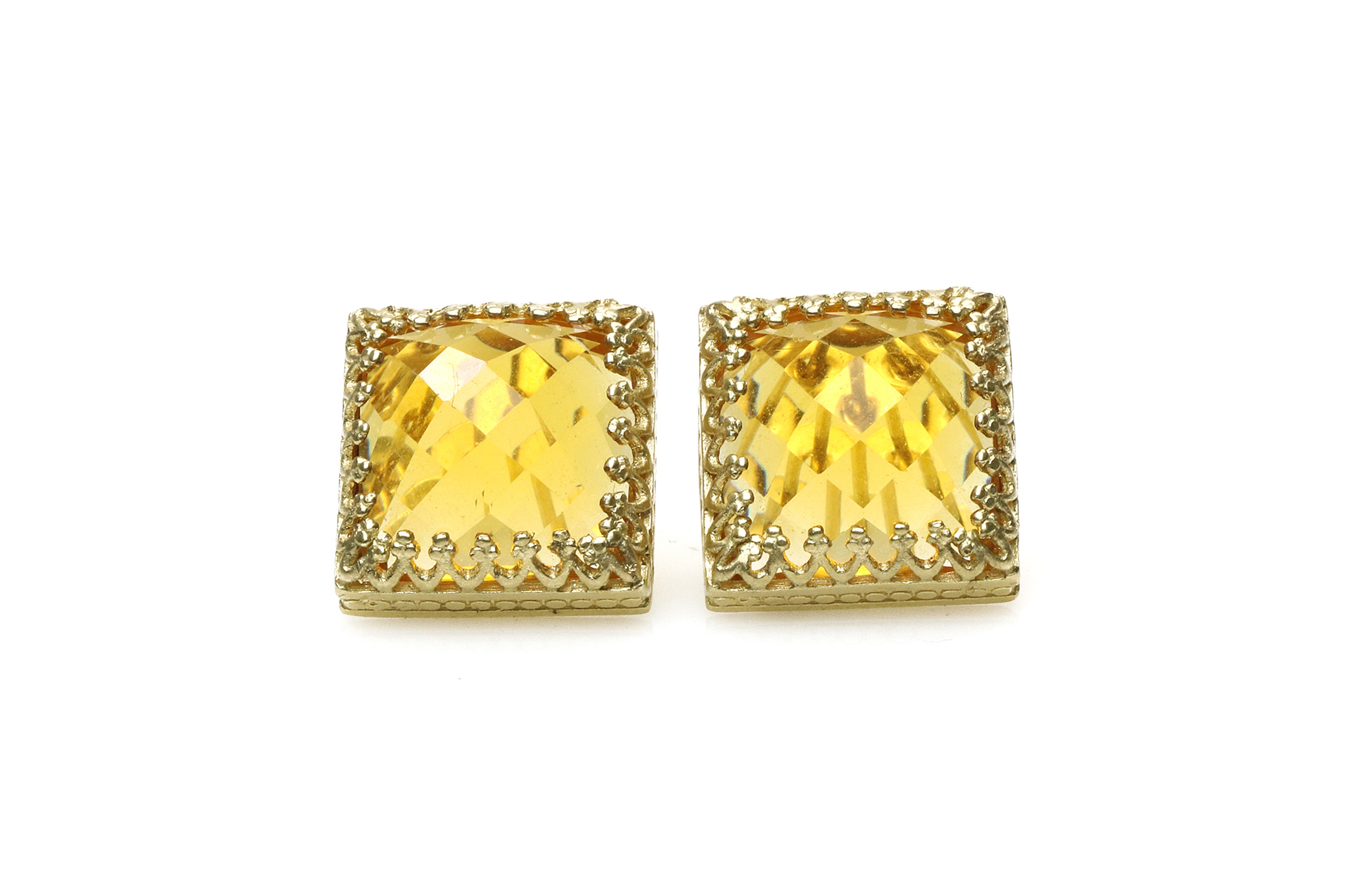 Square Citrine Gold Earrings Earrings Anemone Jewelry