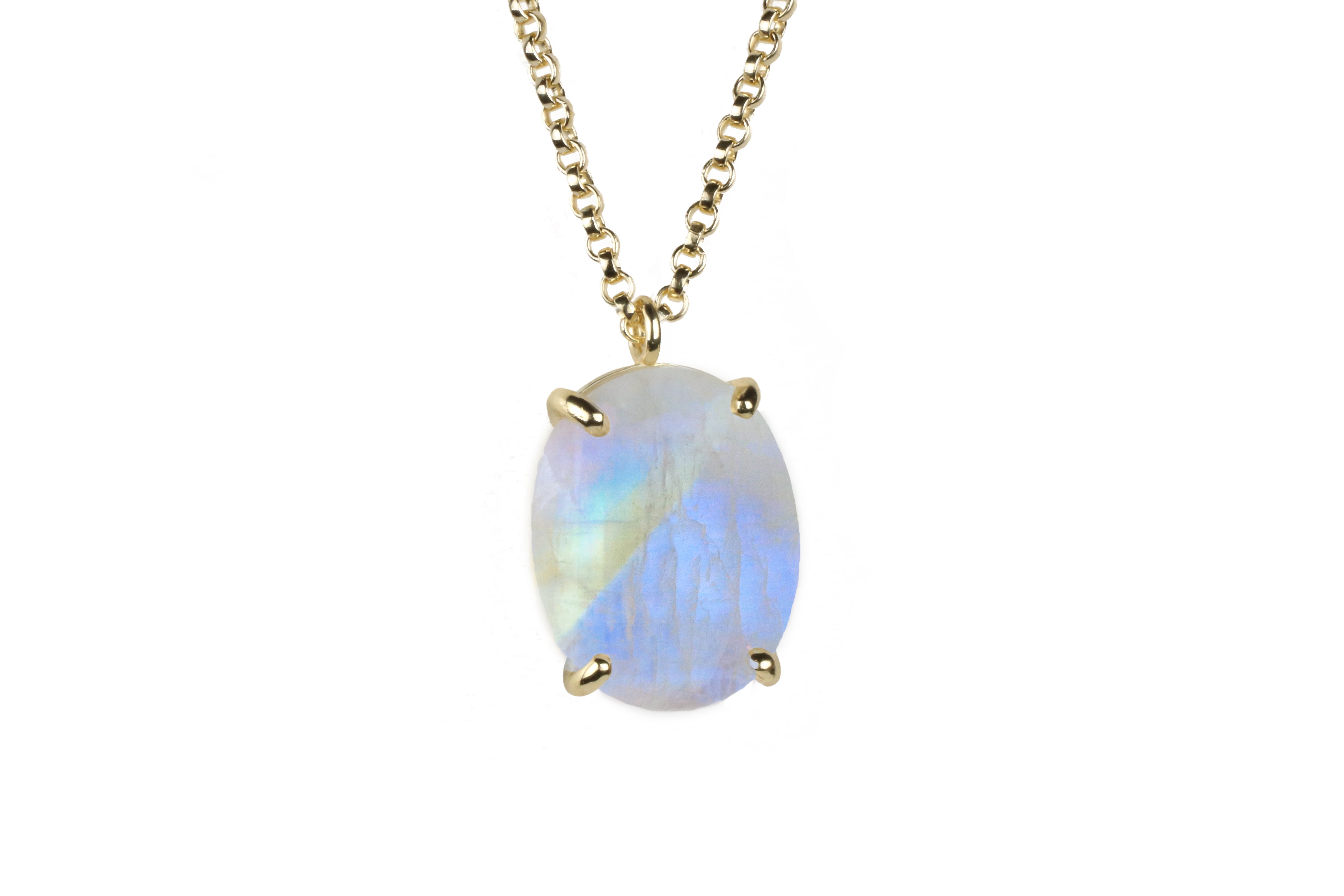 Natural Moonstone Gemstone Statement Gold Necklace necklaces Anemone Jewelry