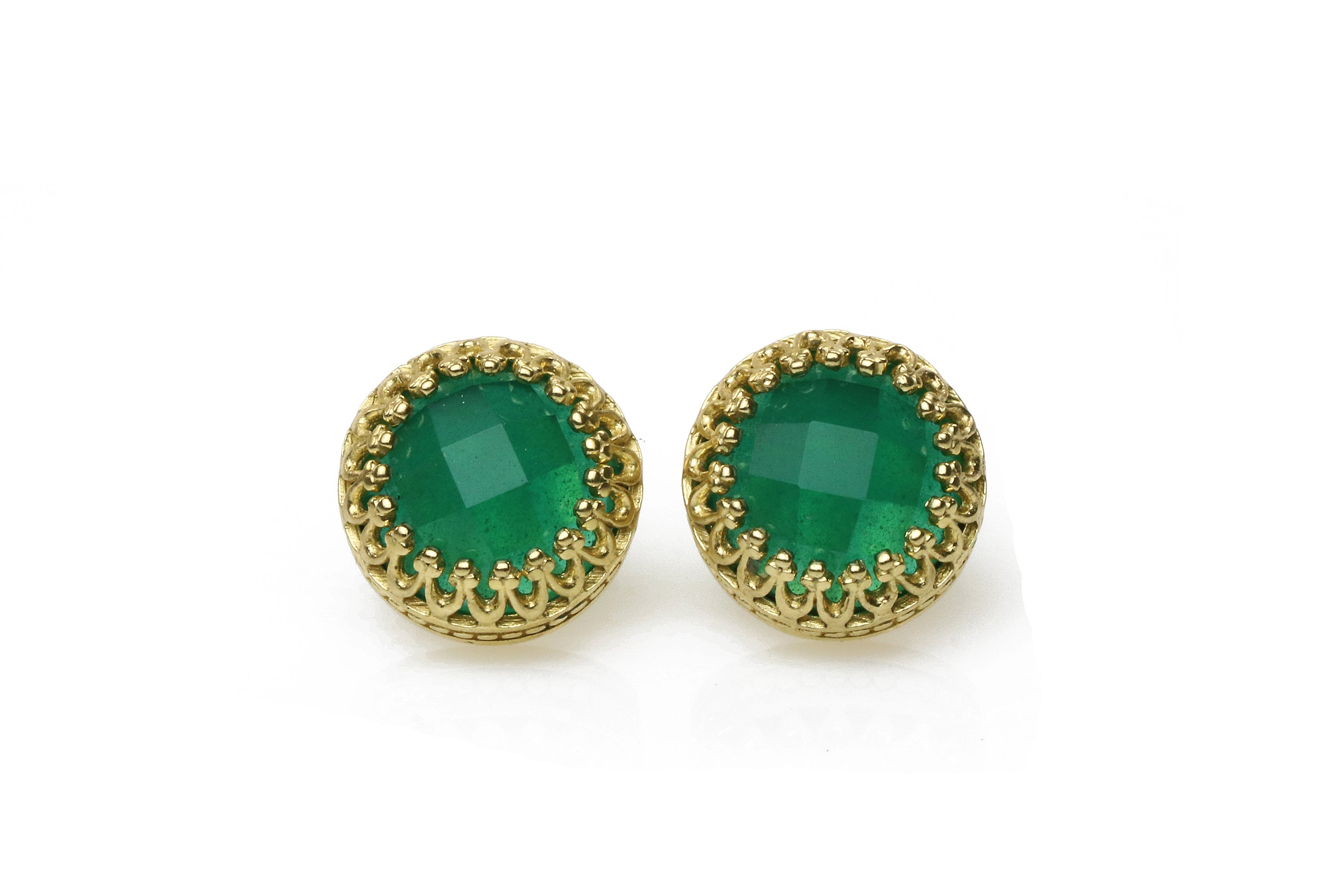 Handmade Green Onyx 14k Rose Gold Earrings Earrings Anemone Jewelry