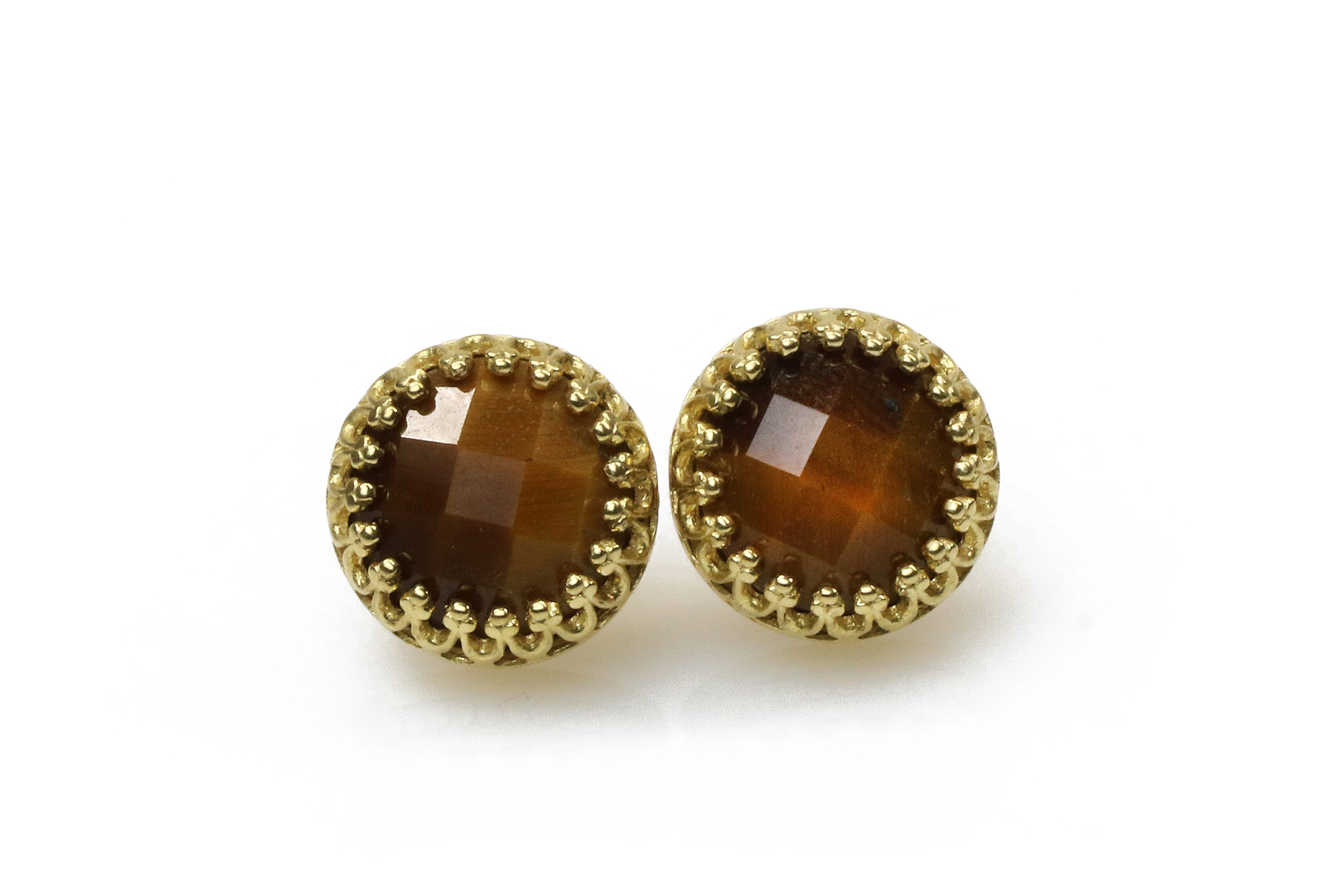 Unique Round Tiger Eye Earrings Earrings Anemone Jewelry