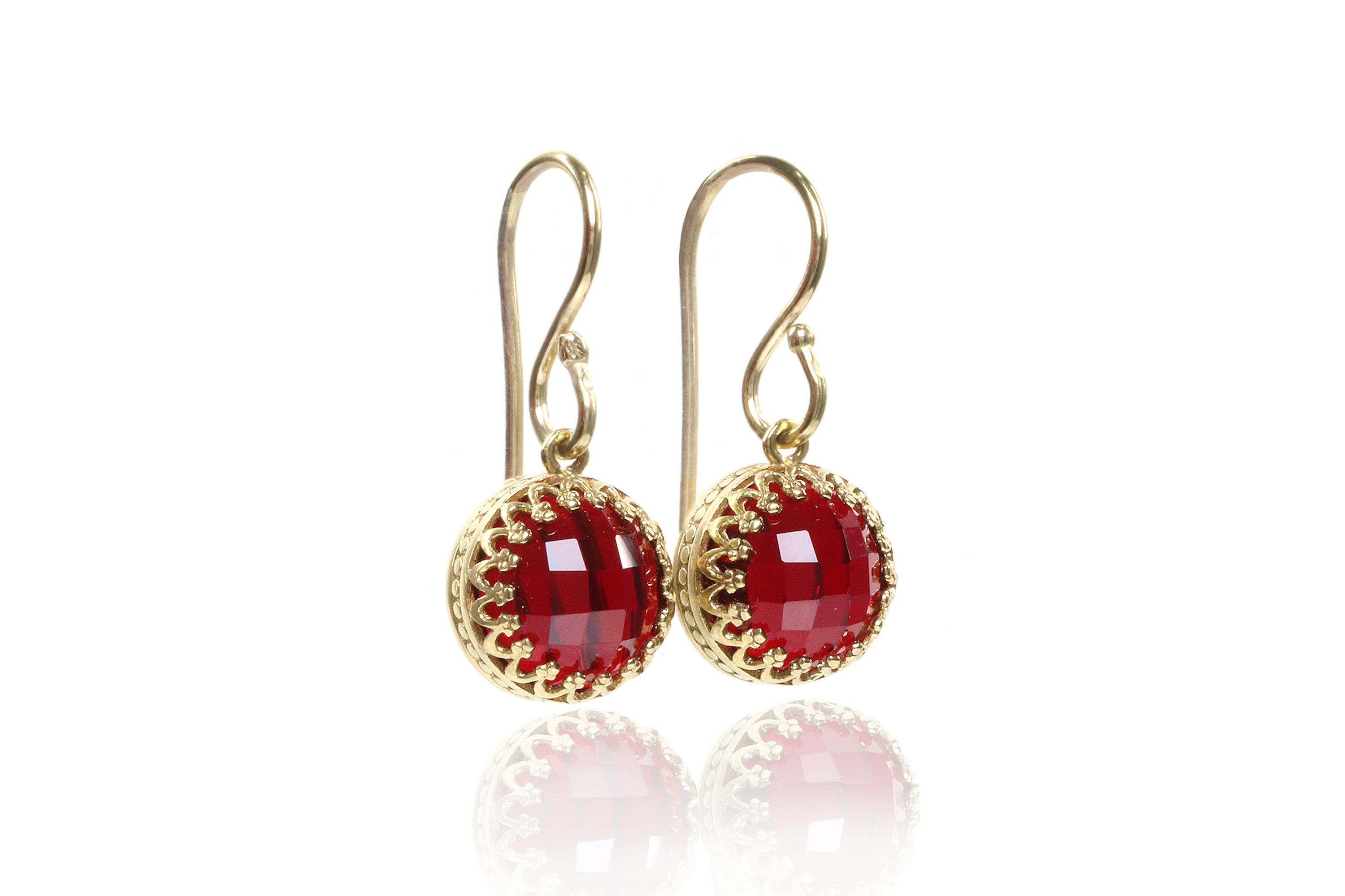 Delicate Gold Garnet Earrings Earrings Anemone Jewelry