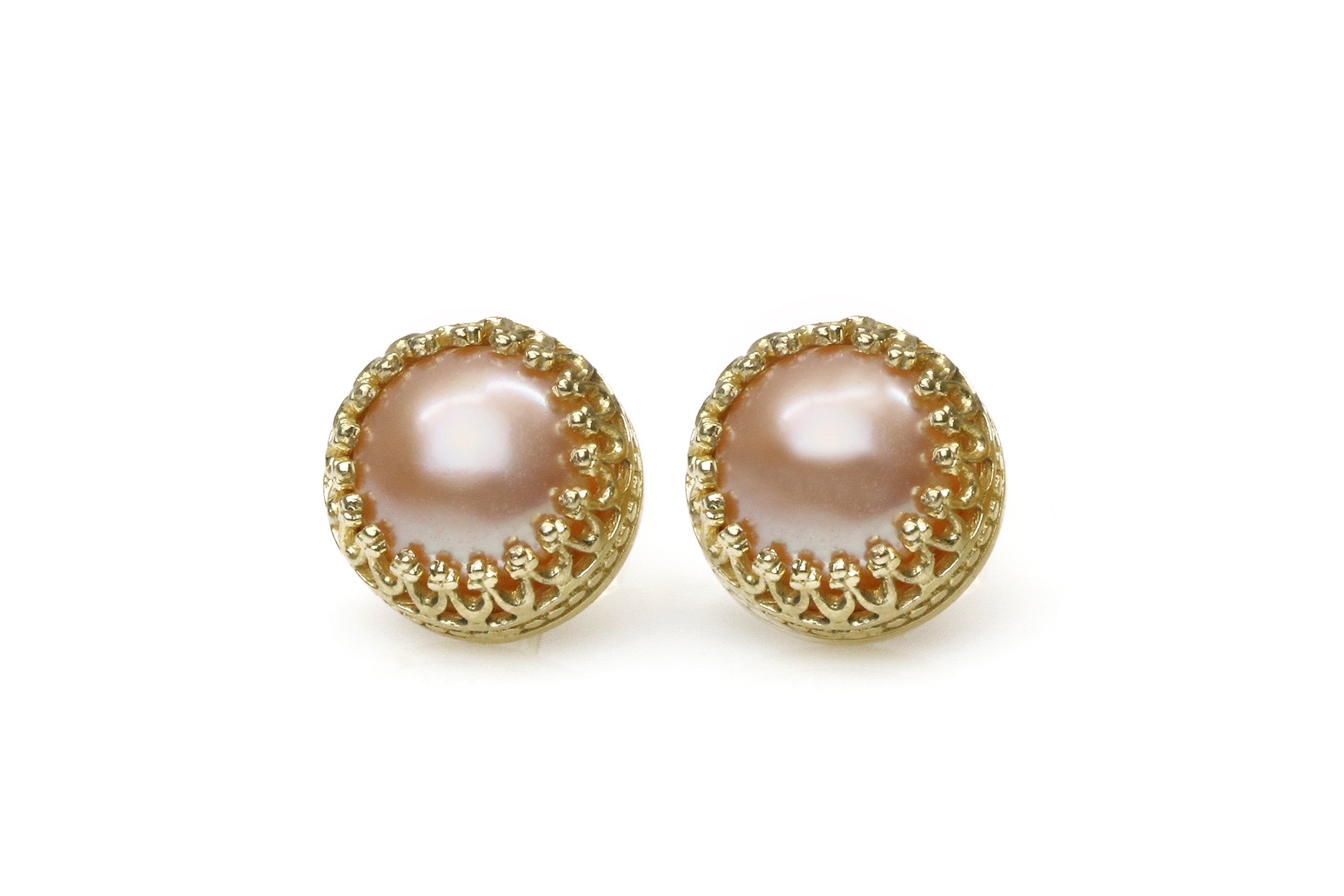Exquisite Round Pink Pearl Earrings - June Birthstone Pearl Earrings Studs for Women and Girls - Weddings, Birthdays, Anniversaries Earrings Anemone Jewelry