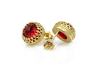 Round Ruby Gold Stud Earrings Earrings Anemone Jewelry