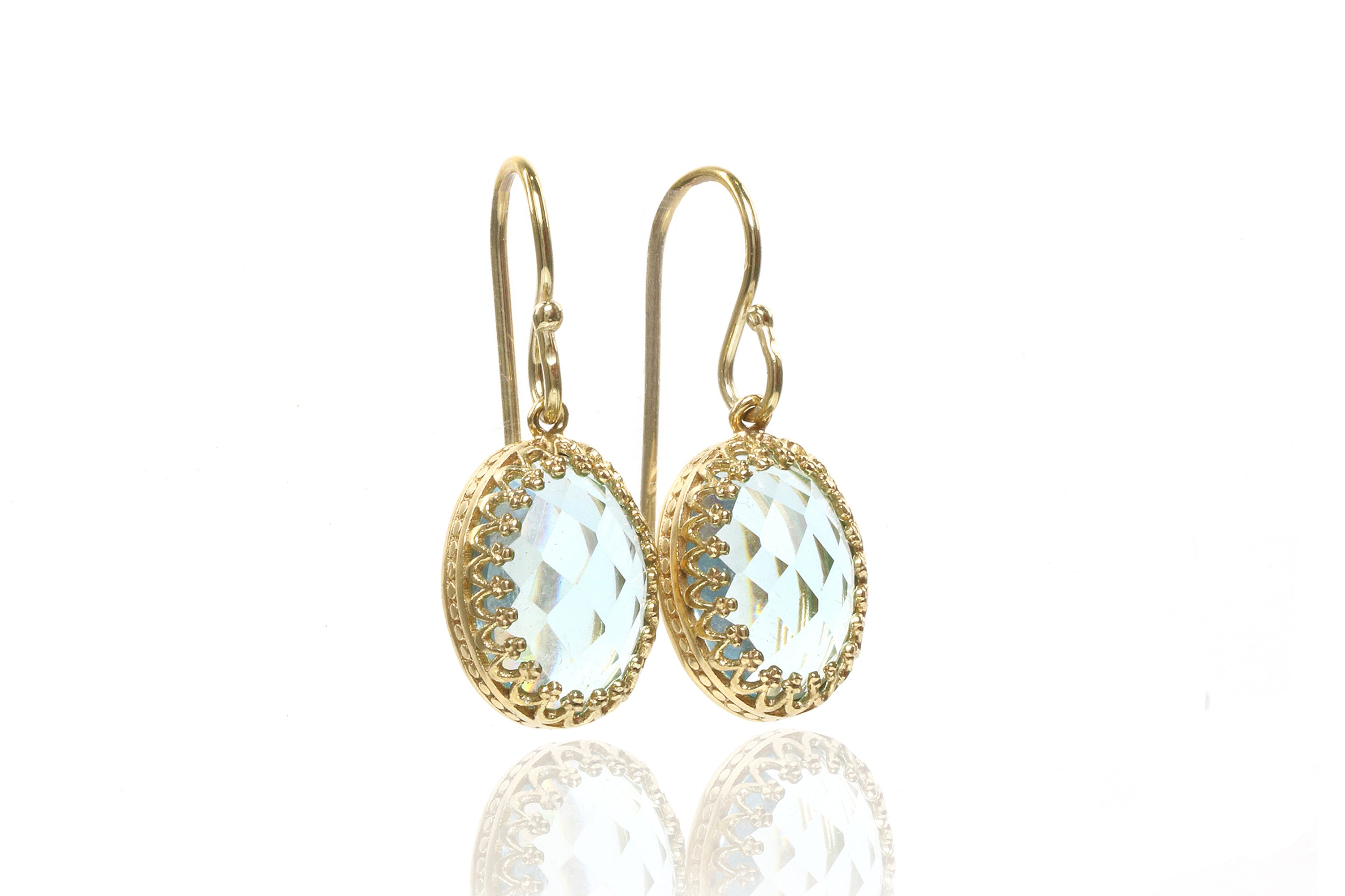 Exquisite Blue Topaz Gold Earrings Earrings Anemone Jewelry