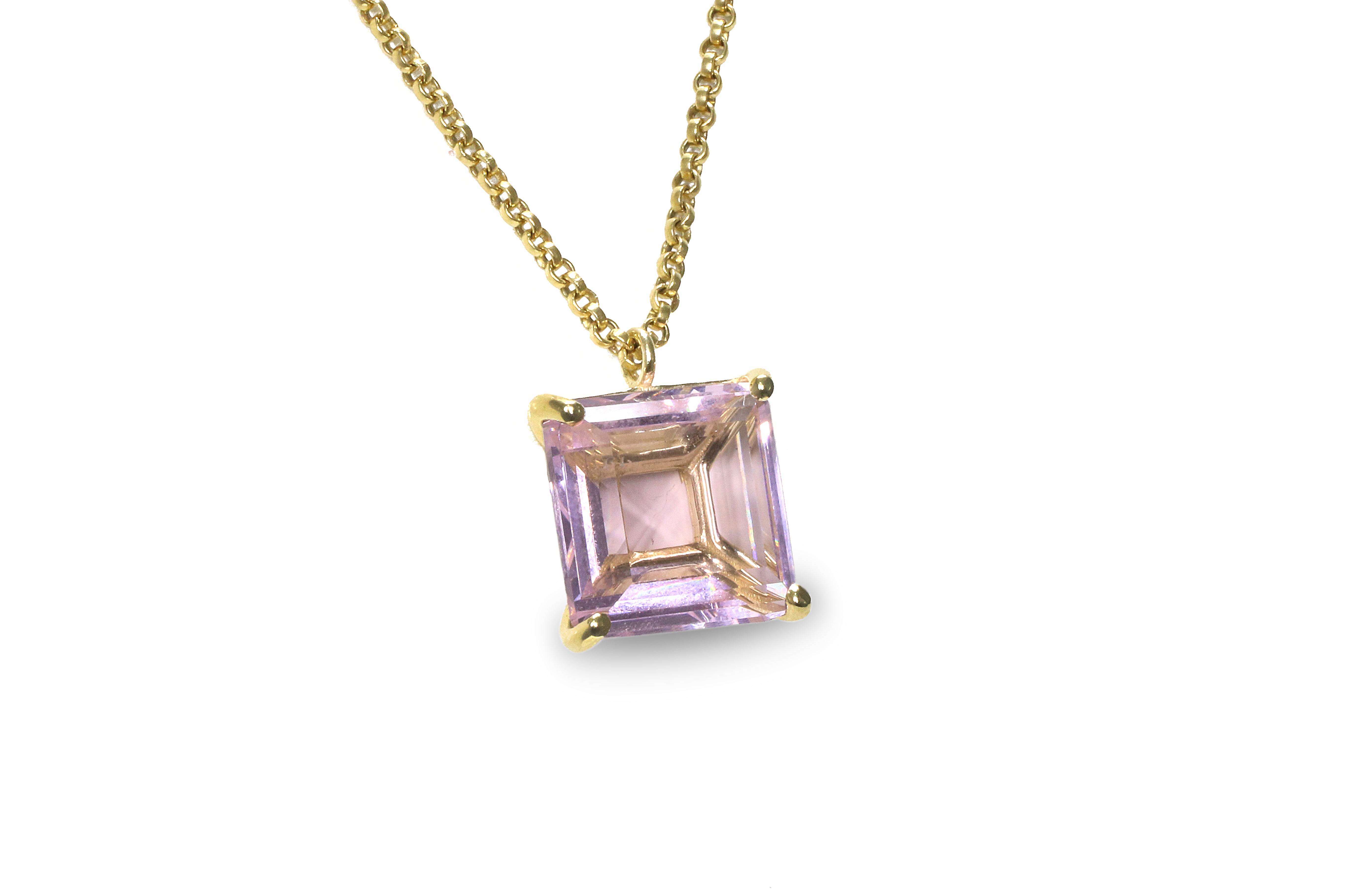 Natural Rose Quartz Gemstone Pendant Necklace necklaces Anemone Jewelry