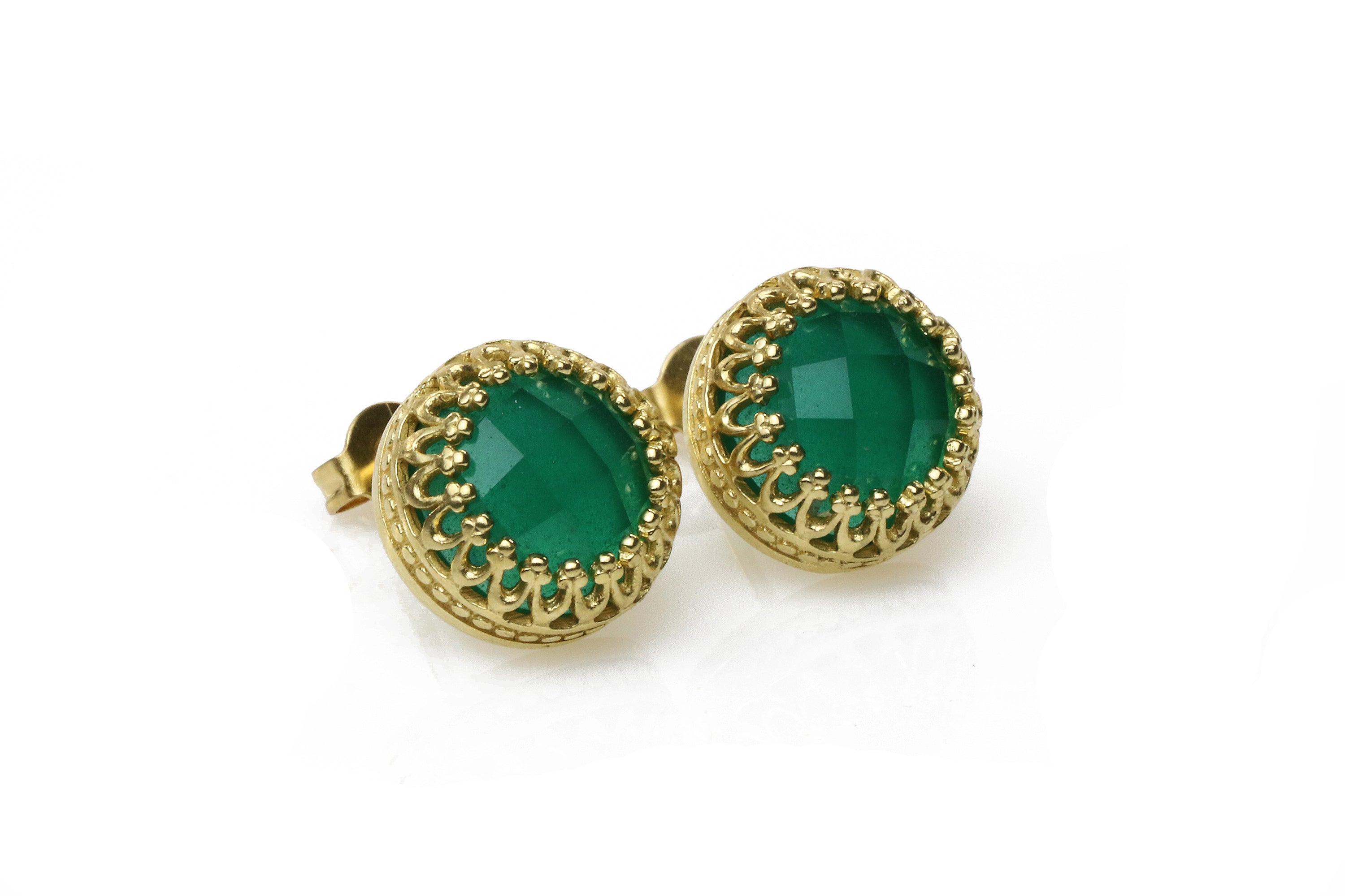 Green Onyx Earrings in 14k Gold Filled Earrings Anemone Jewelry