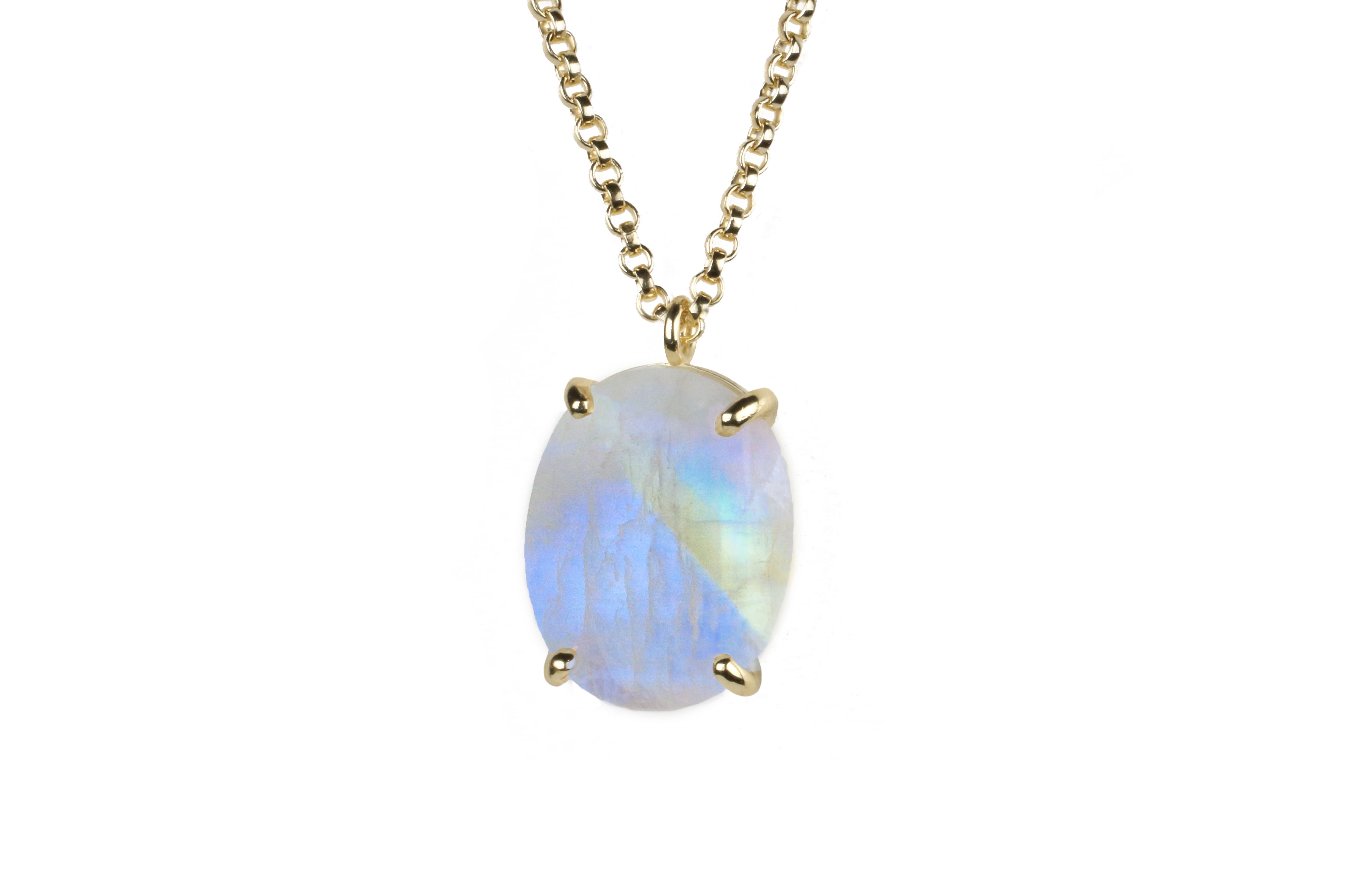 Natural Moonstone Gemstone Statement Gold Necklace necklaces Anemone Jewelry