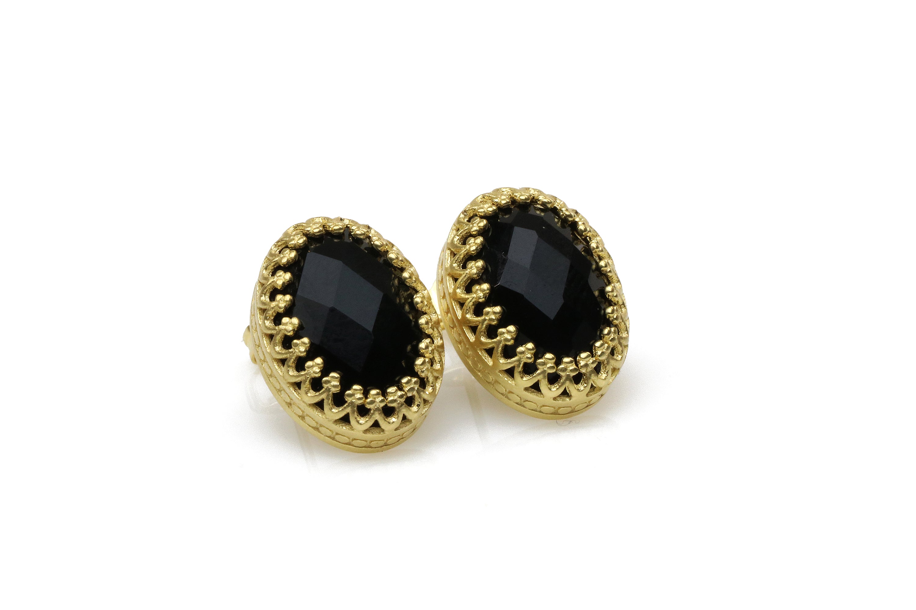 Intricate Black Onyx Stud Earrings Earrings Anemone Jewelry