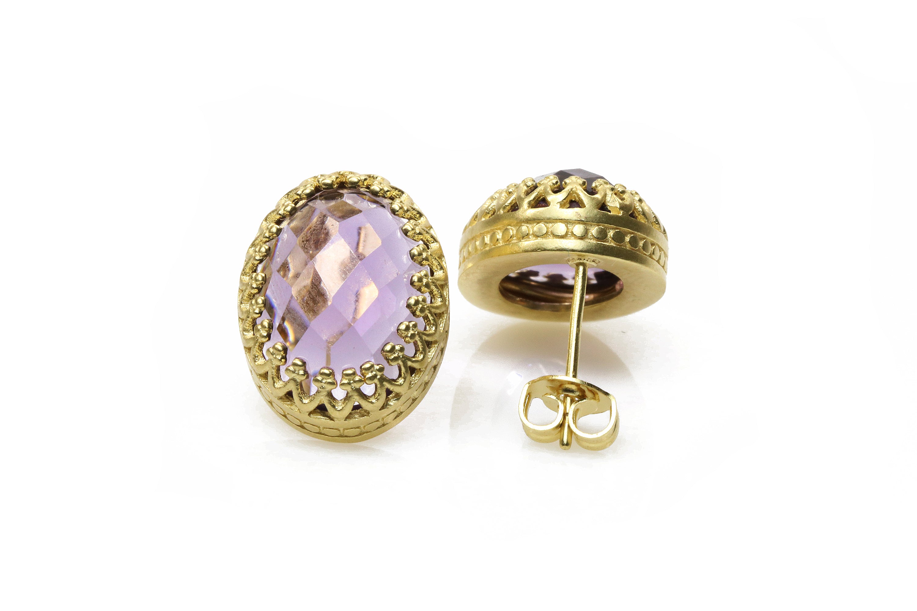Oval Amethyst Earrings in 14k Gold Filled Dangles Earrings Anemone Jewelry