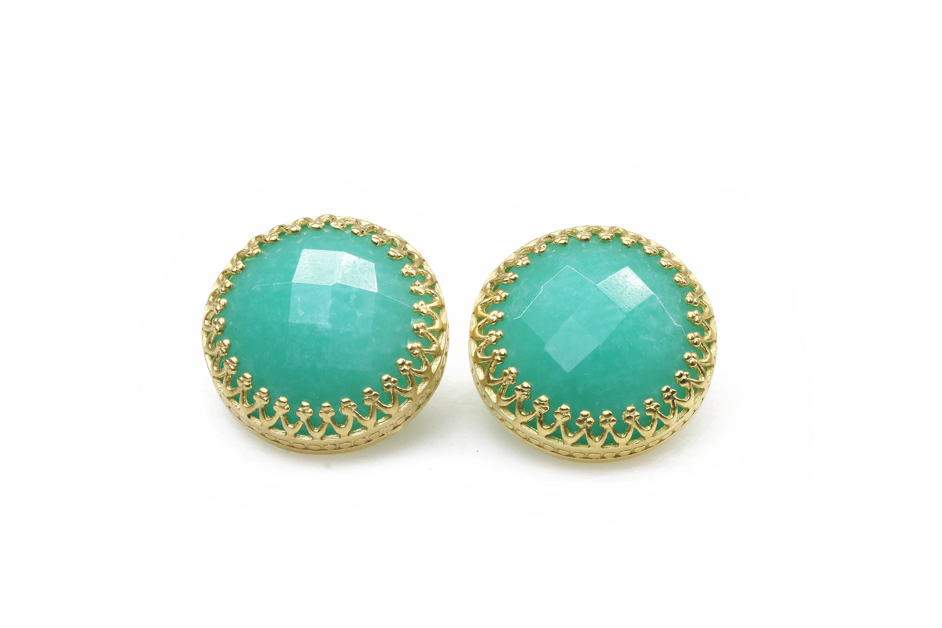 Stud Amazonite Earrings in 14k Gold Earrings Anemone Jewelry