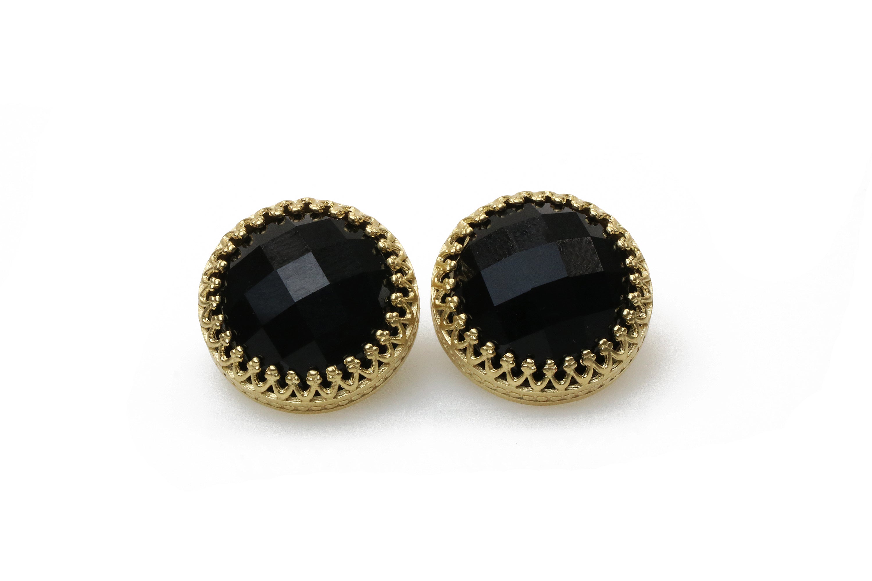 Black Onyx Gemstone Earrings in 14k Gold Earrings Anemone Jewelry