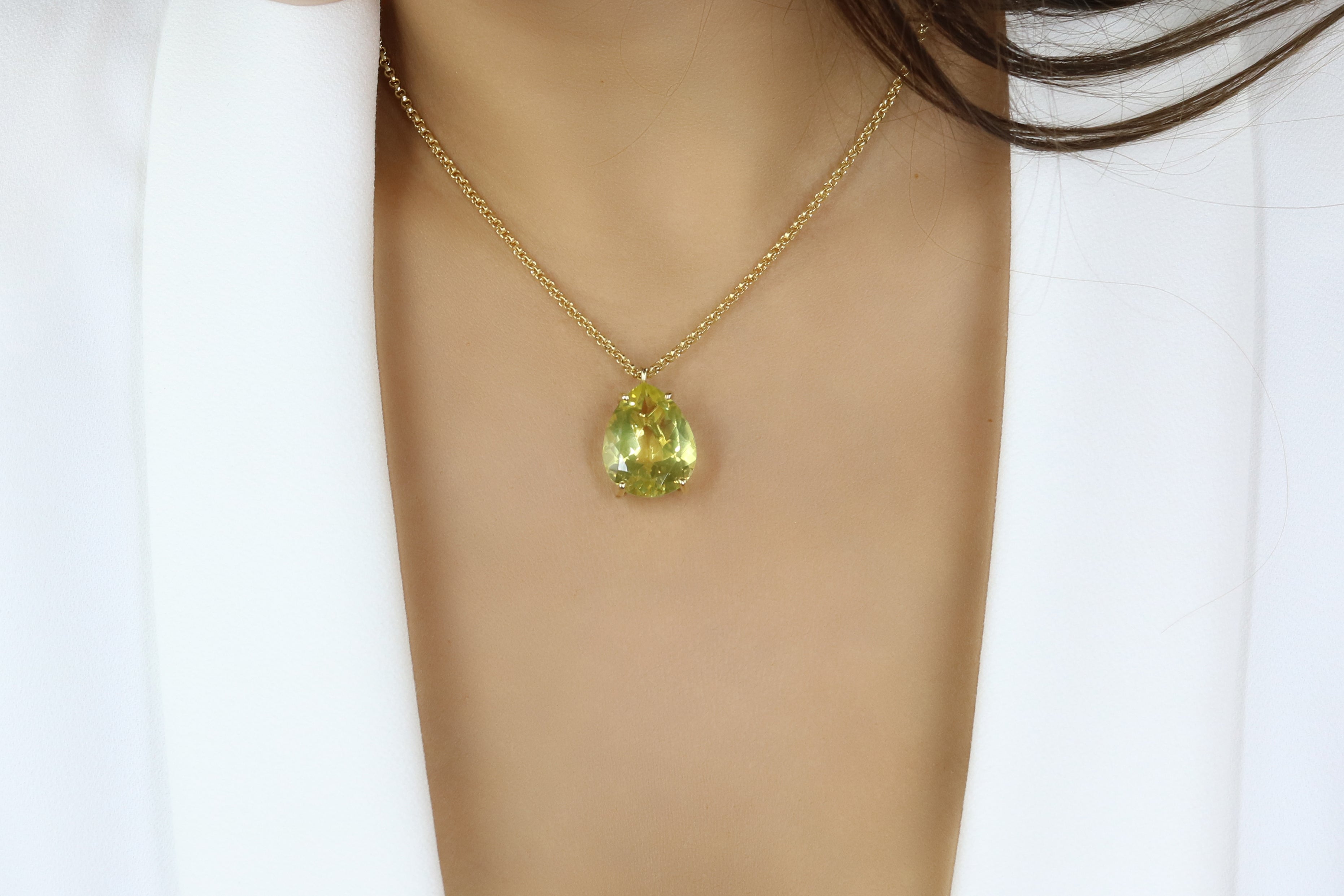 Brilliant Lemon Quartz 14k Gold Necklace necklaces Anemone Jewelry