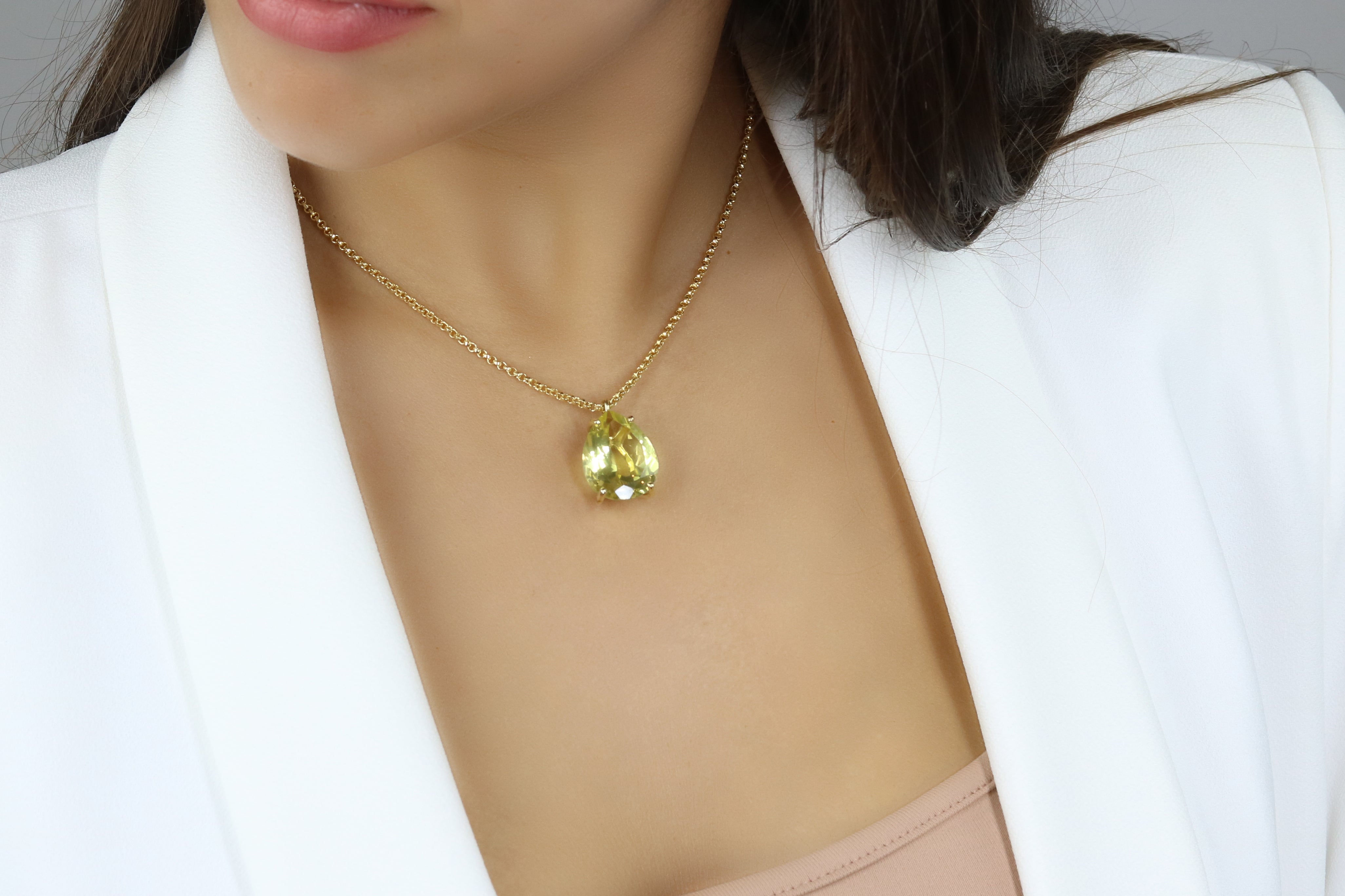 Brilliant Lemon Quartz 14k Gold Necklace necklaces Anemone Jewelry