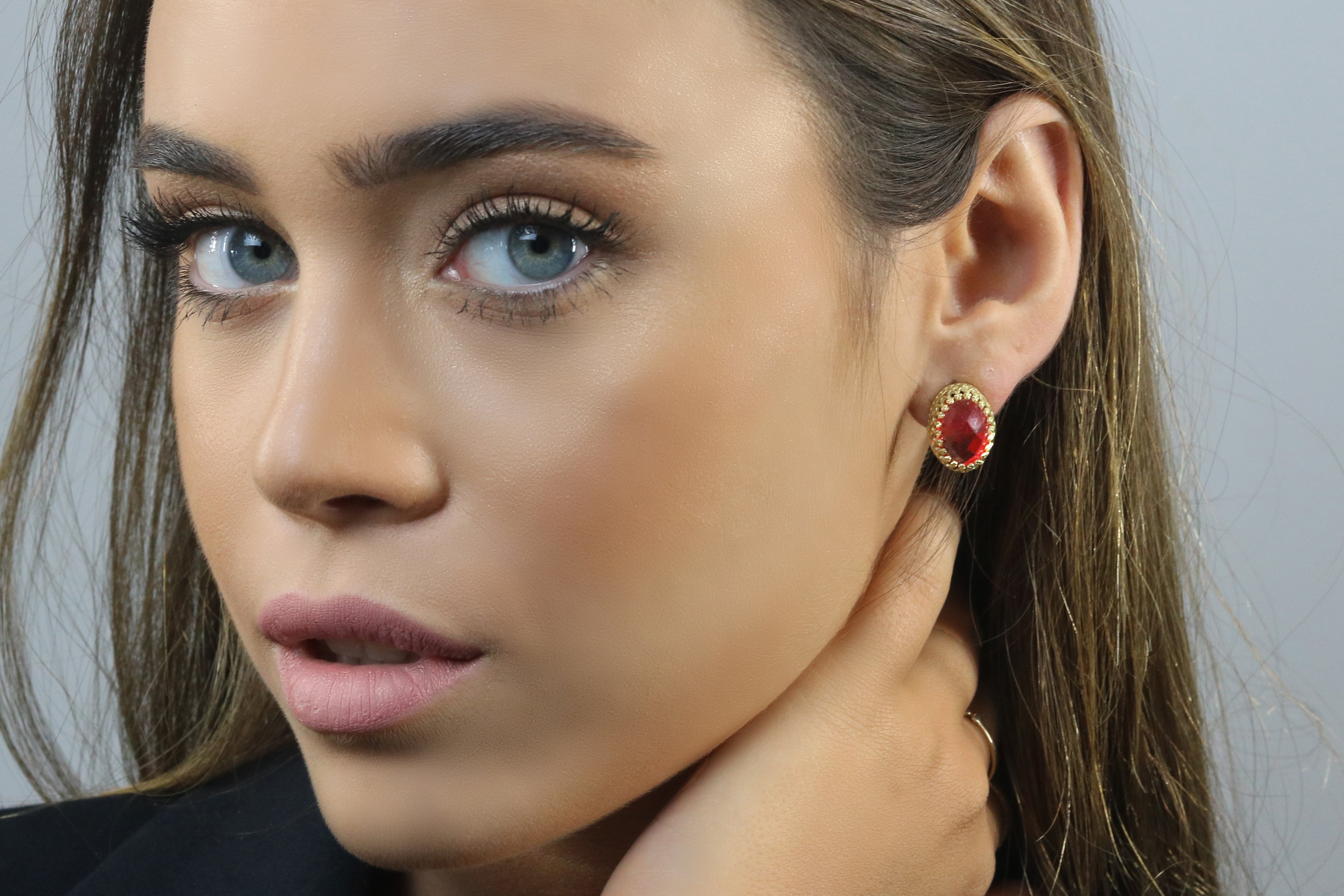 Amazing Red Ruby Gold Stud Earrings Earrings Anemone Jewelry