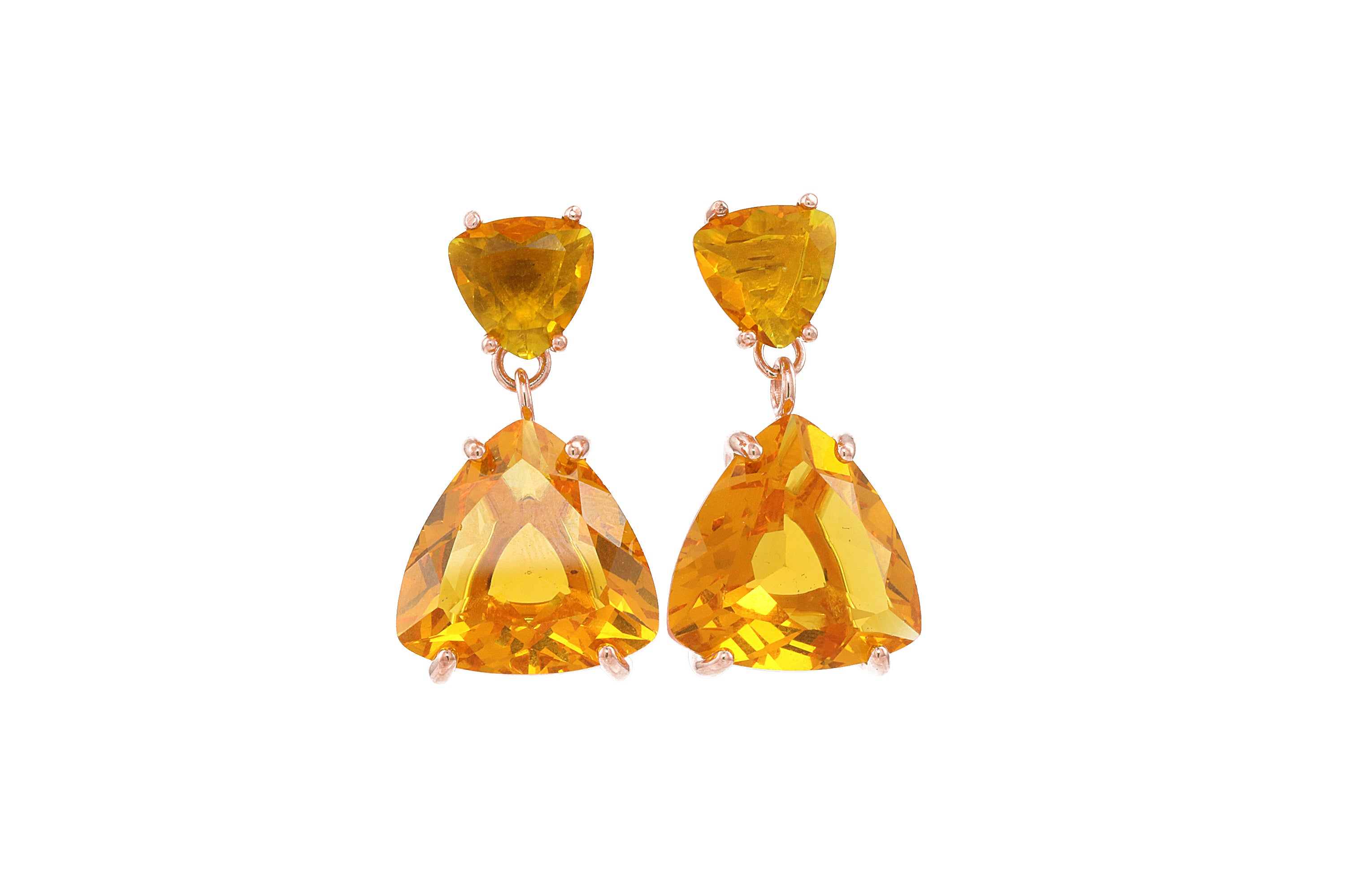 Double Gem Citrine Stud Earrings in Gold Earrings Anemone Jewelry