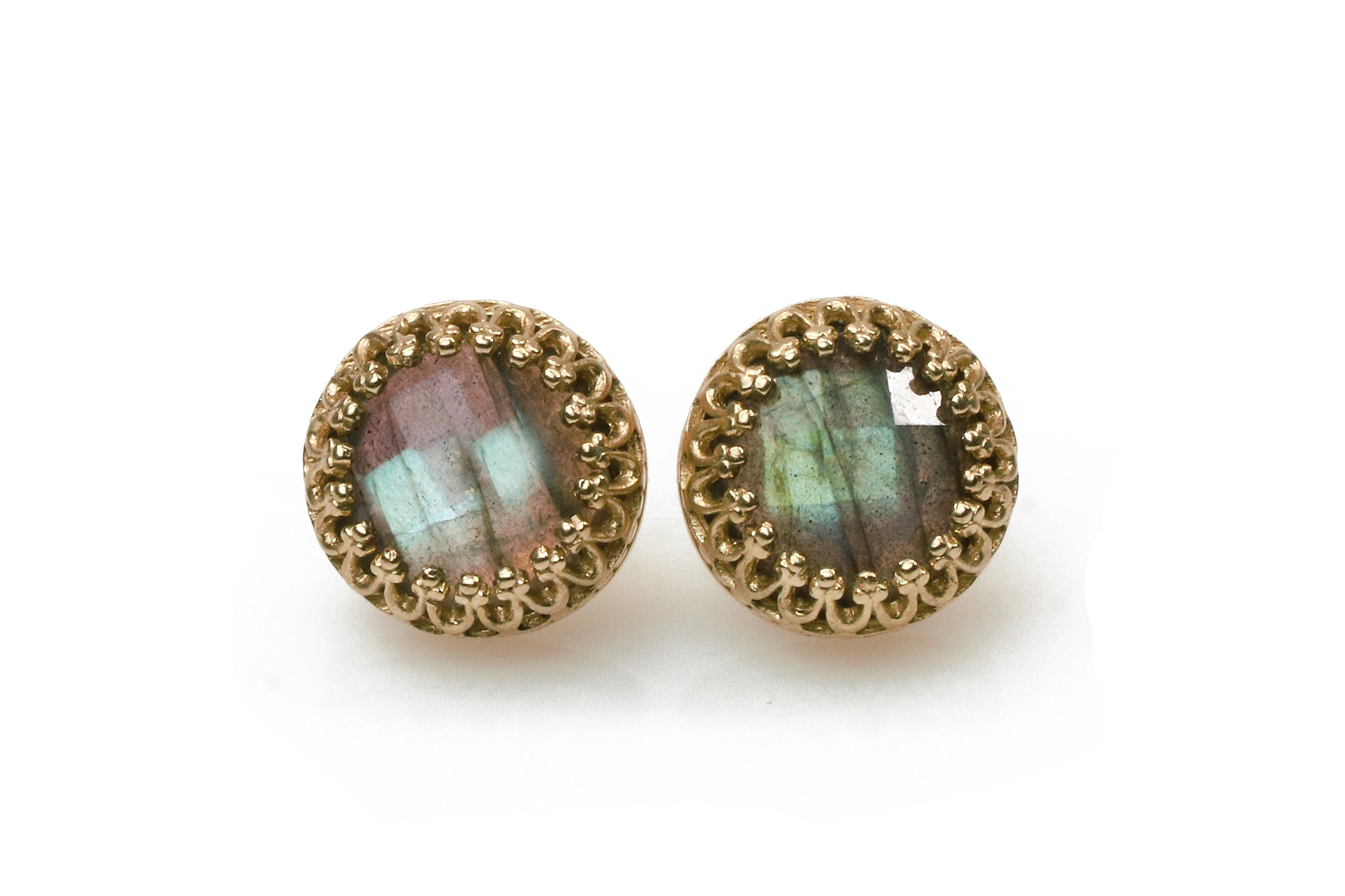 Round Labradorite 925 Sterling Stud Earrings Earrings Anemone Jewelry